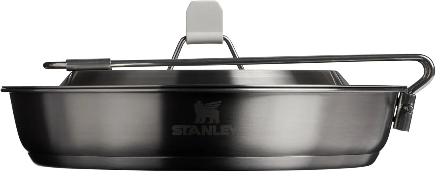 Stanley Wildfare Pro 15-Piece Stainless Steel Fry Pan Cook Set | 8.75 in Fry Pan with Fold & Lock Handle | Plates and Utensils | Camping Essentials for Your Camp Kitchen | BPA-Free