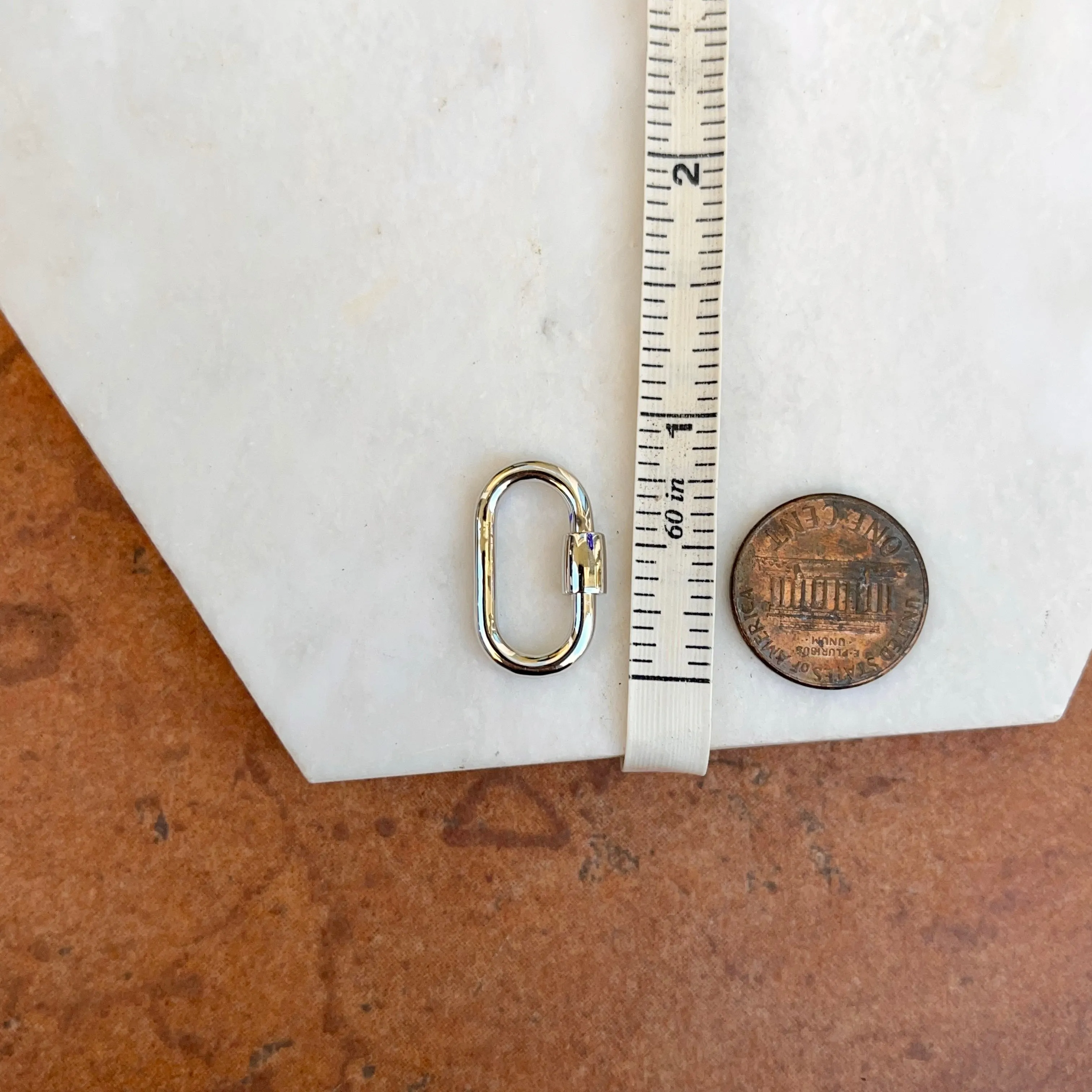 Sterling Silver Rounded Oval Carabiner Screw Lock Clasp Enhancer