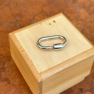 Sterling Silver Rounded Oval Carabiner Screw Lock Clasp Enhancer
