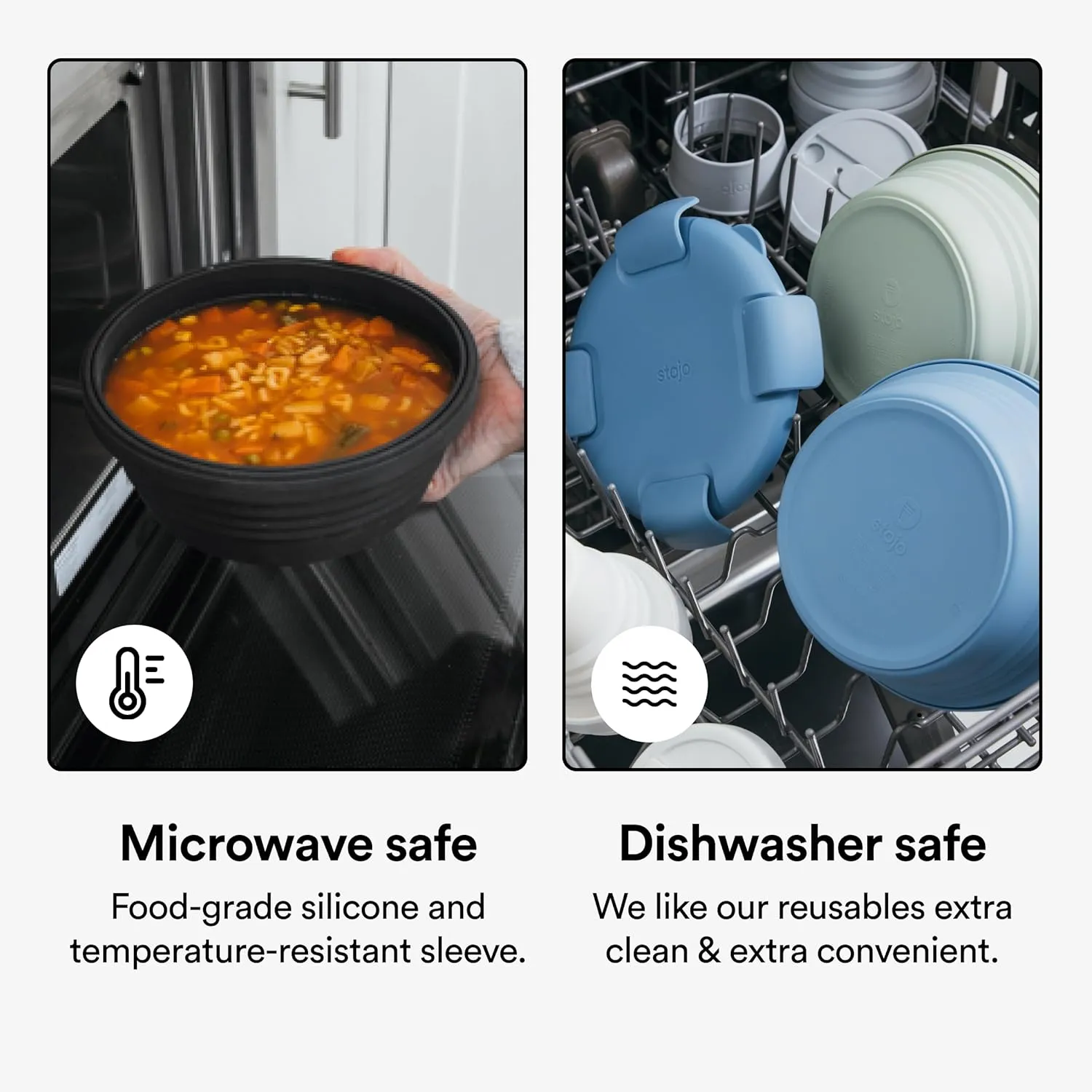 STOJO Collapsible Bowl - Translucent Cashmere, 36oz - Reusable Silicone Bowl for Hot and Cold Food - Perfect for Travel, Meal Prep, To-Go Lunch, Camping & Hiking - Microwave & Dishwasher Safe