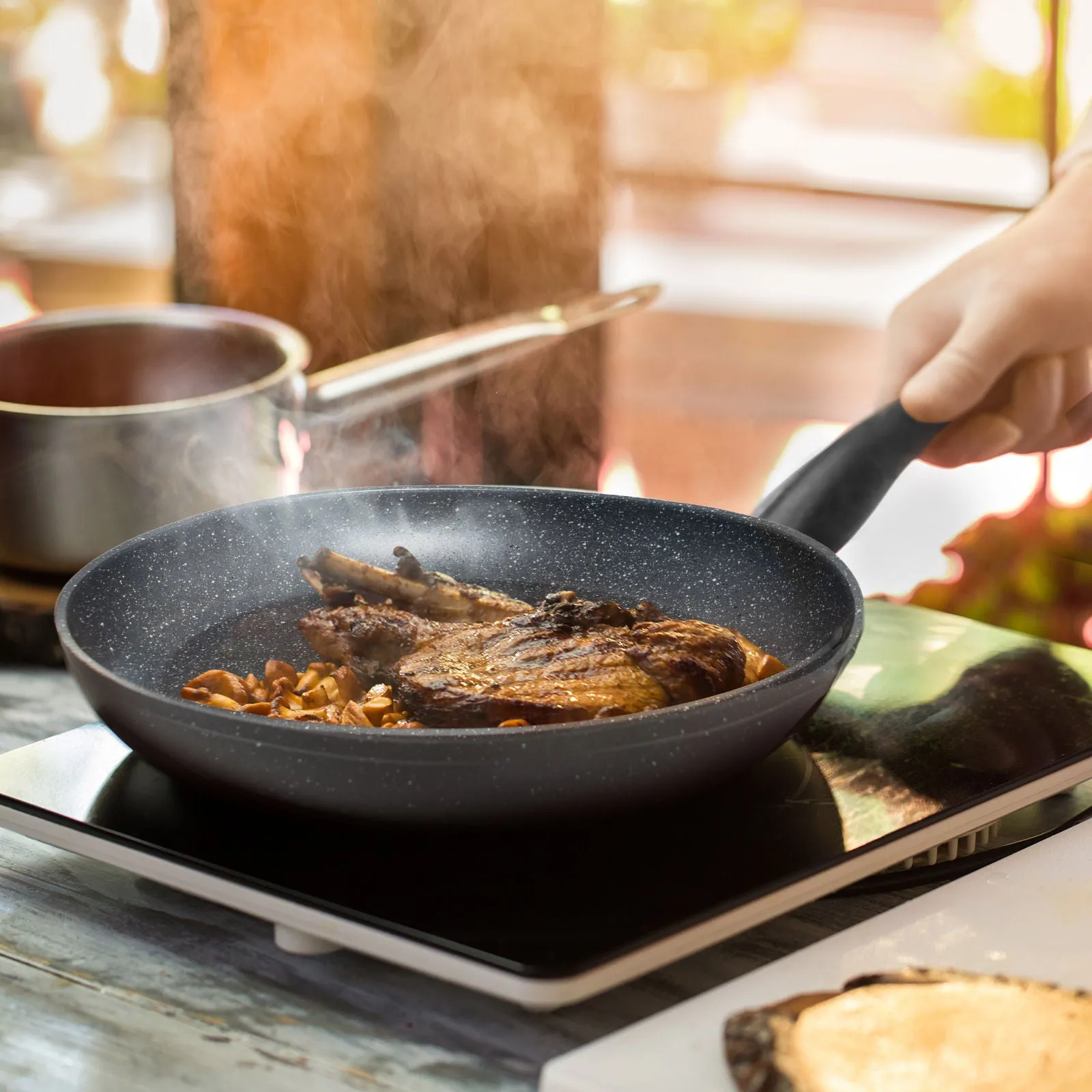 Stone Chef Forged Frying Pan Cookware Kitchen Fry Pan Grey Handle - 30cm