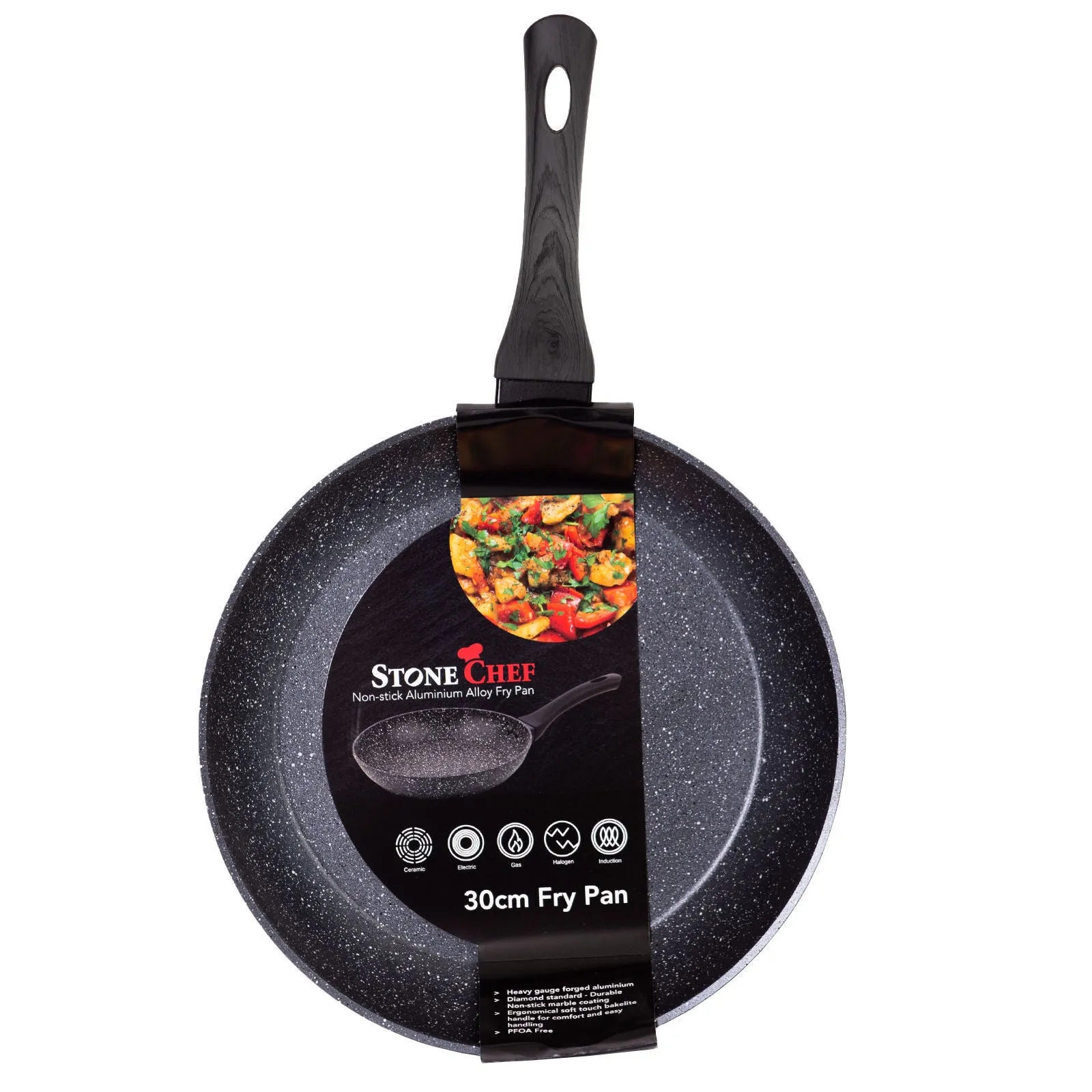 Stone Chef Forged Frying Pan Cookware Kitchen Fry Pan Grey Handle - 30cm