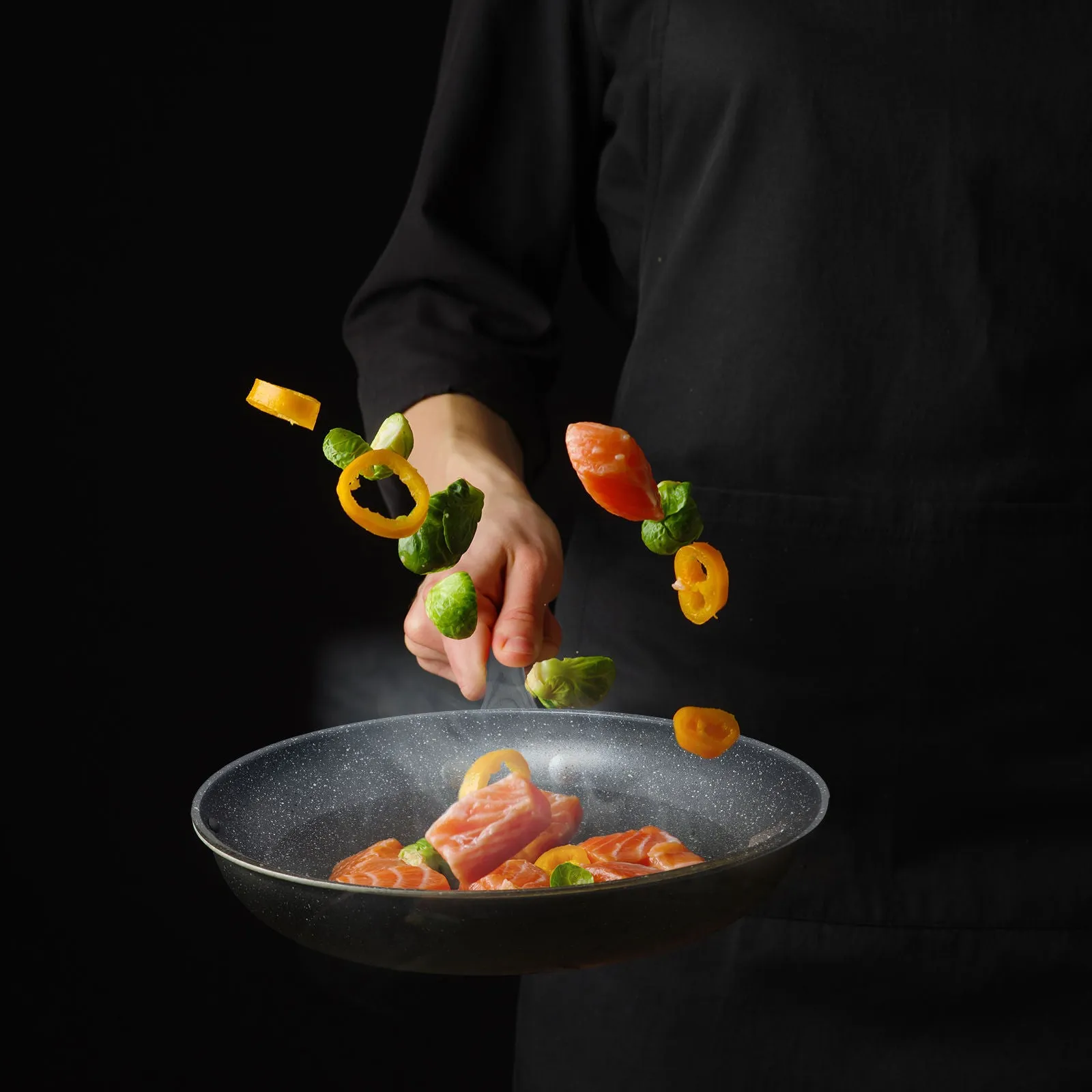 Stone Chef Forged Frying Pan Cookware Kitchen Fry Pan Grey Handle - 30cm