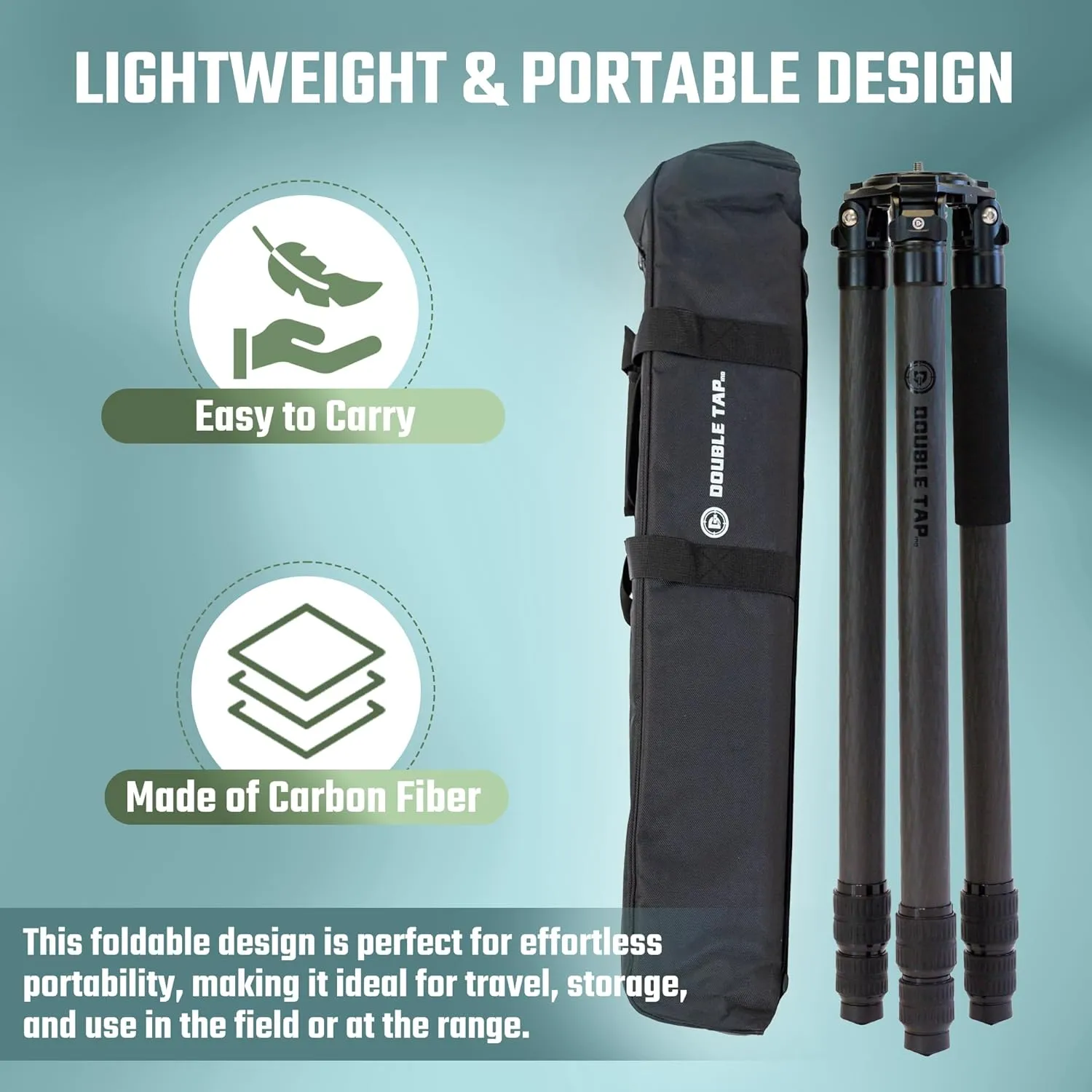 Stronghold Carbon Fiber Shooting Tripod - Lightweight & Portable - Adjustable Height & Quick-Lock Twist Legs Mounting with 360-Degree Rotation & Built-in Leveling Bubble