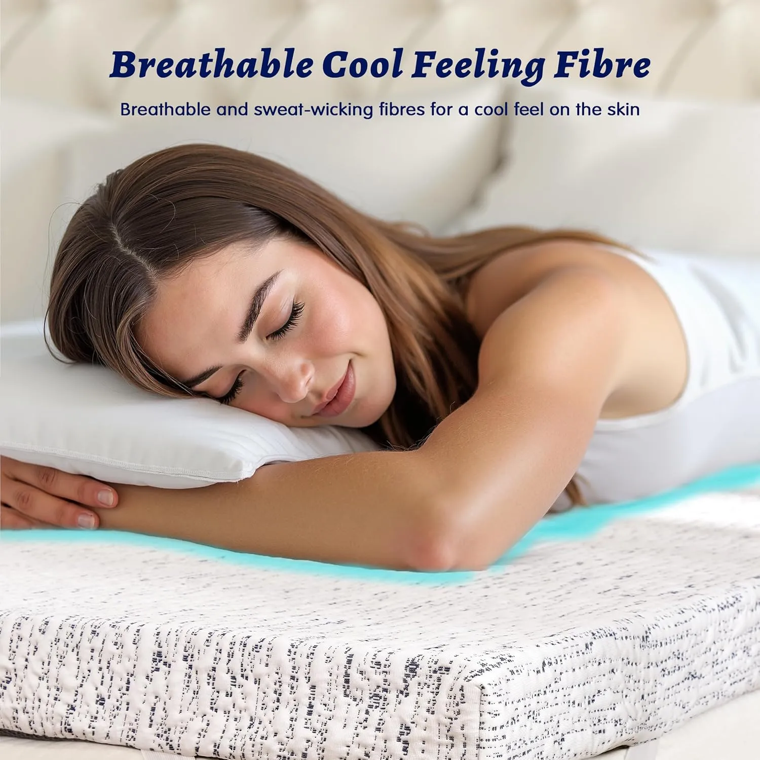 Subrtex Memory Foam Mattress Topper Queen Cooling Mattress Topper 3 Inch for Hot Sleepers, Pressure Relieving Mattress Pads Breathable Bed Toppers with Removable Washable Cover