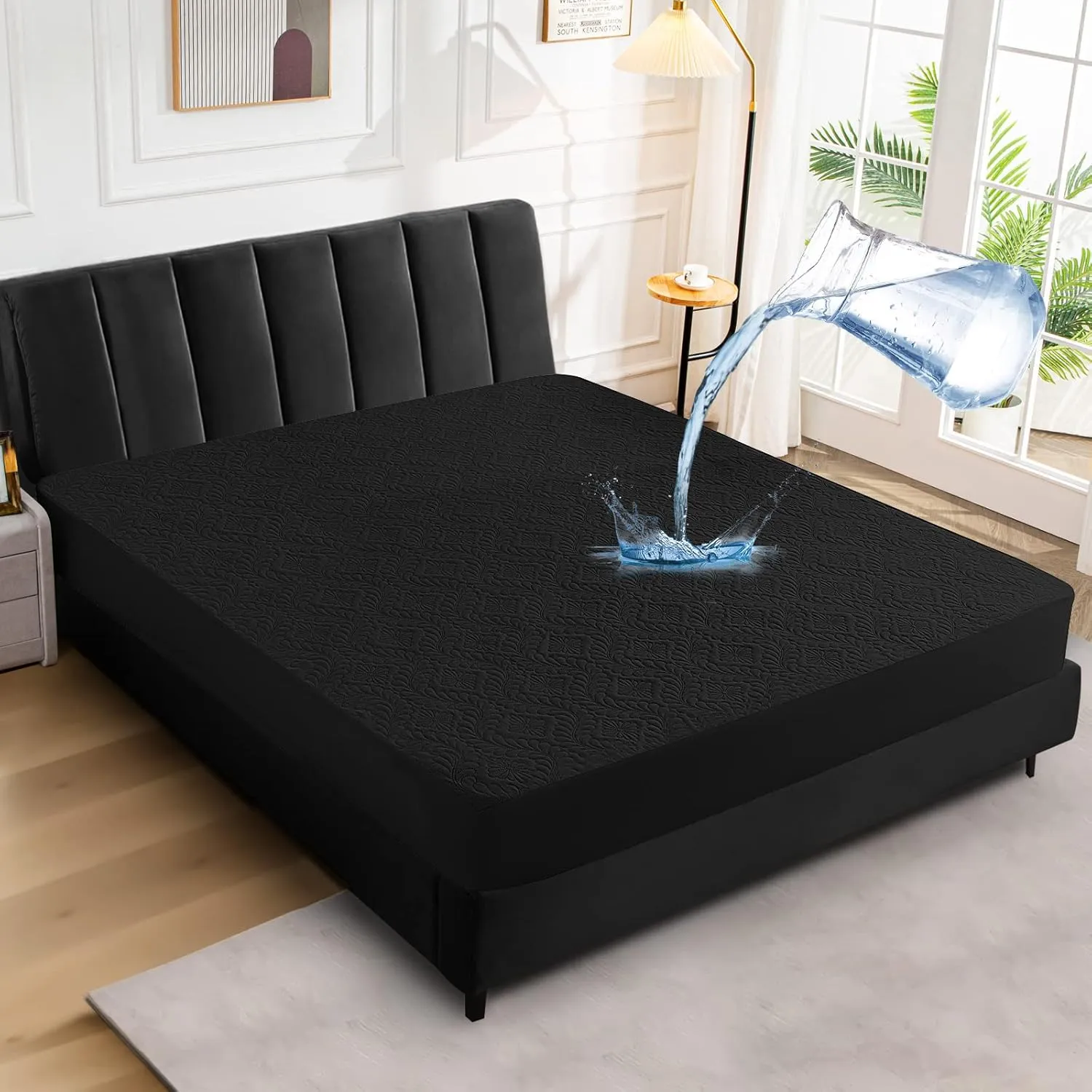 Sufdari King Quilted Fitted Waterproof Mattress Cover, Breathable & Noiseless Mattress Pad, Ultra Soft Bed Cover Fits Up to 8-18" Deep Pocket