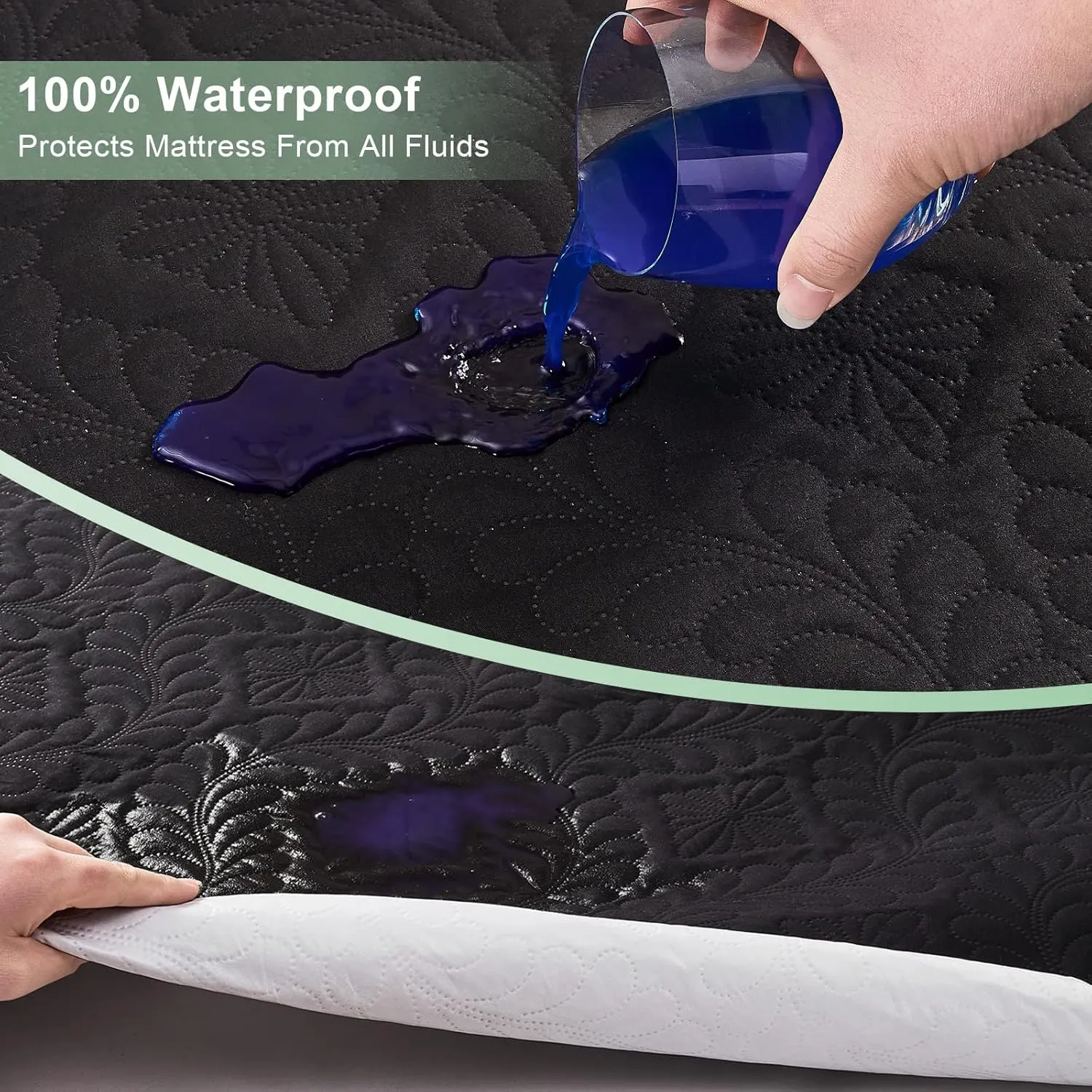 Sufdari King Quilted Fitted Waterproof Mattress Cover, Breathable & Noiseless Mattress Pad, Ultra Soft Bed Cover Fits Up to 8-18" Deep Pocket
