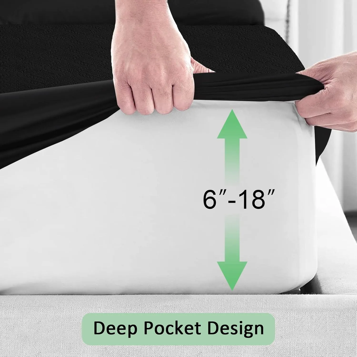 Sufdari King Quilted Fitted Waterproof Mattress Cover, Breathable & Noiseless Mattress Pad, Ultra Soft Bed Cover Fits Up to 8-18" Deep Pocket