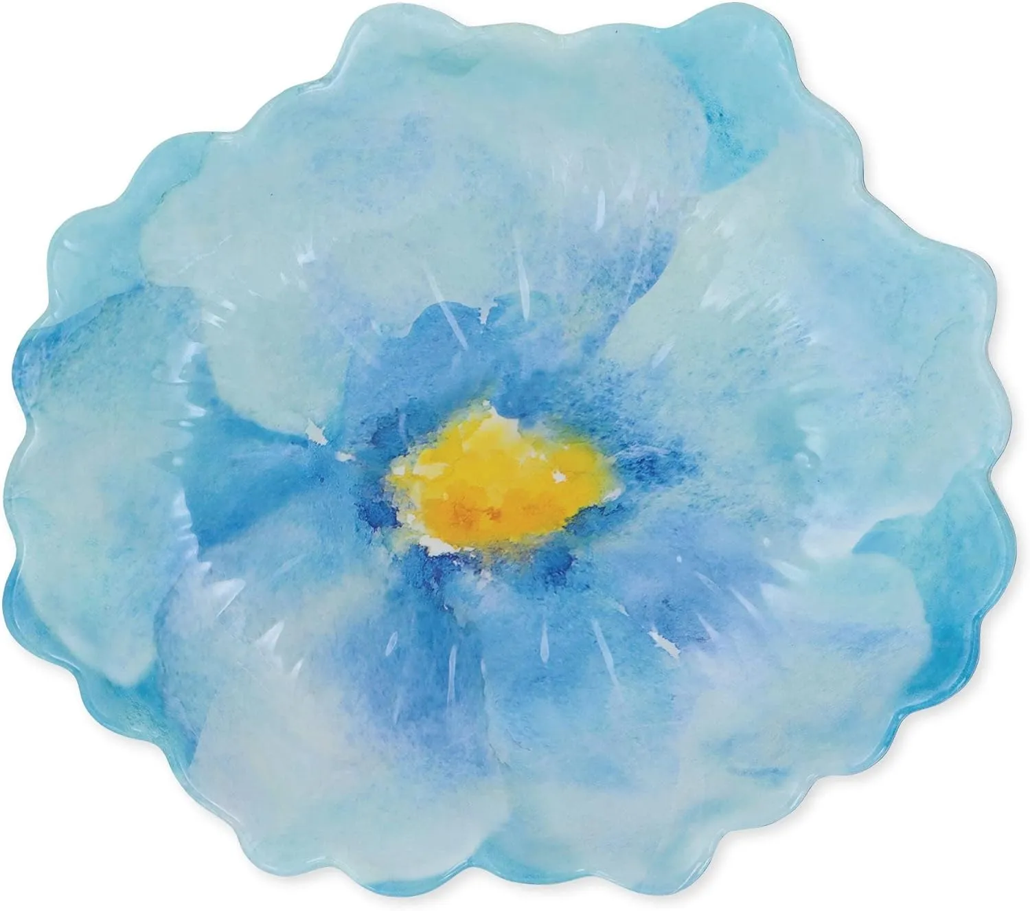 Supreme Housewares Campanula Petal-Shaped Melamine Serving Bowl, BPA-Free Floral Design Bowl for Salad, Fruit, Pasta, or Outdoor Entertaining, Sky Blue, 13 x 11 Inch