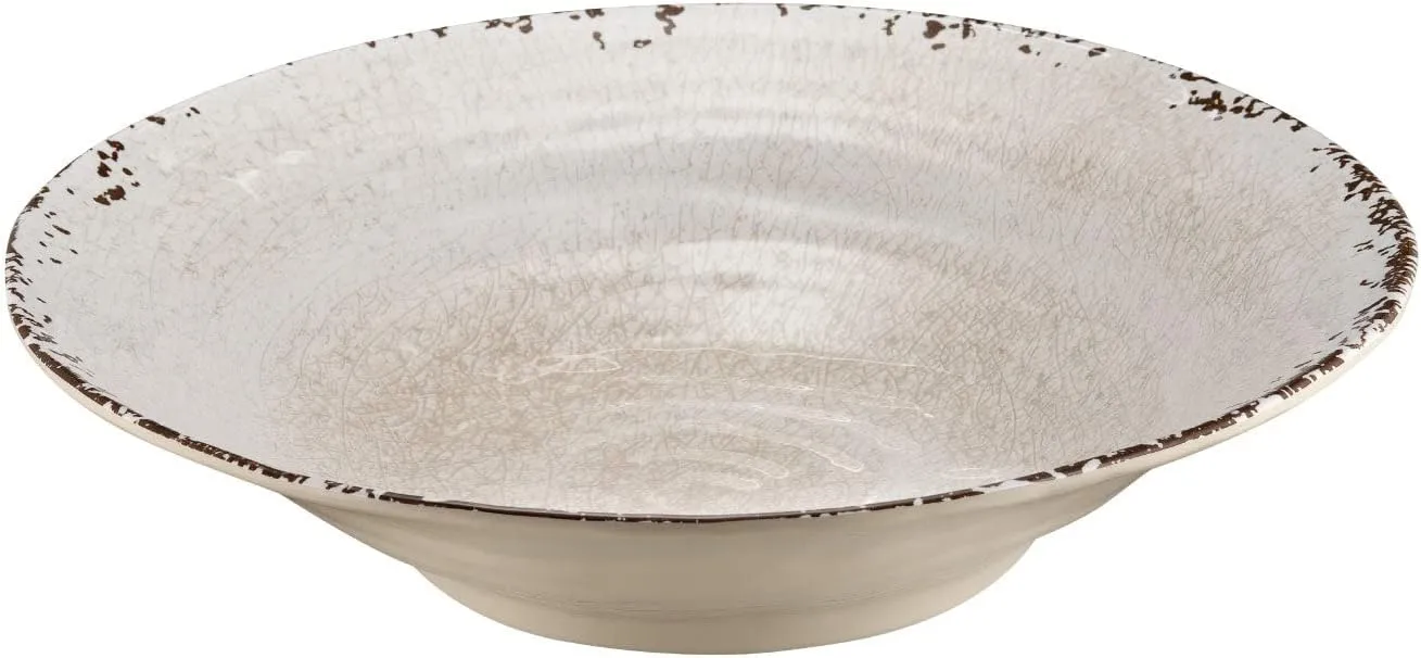 Supreme Housewares Crackle Melamine Serving Bowl, BPA-Free Rustic Textured Large Bowl for Salad, Pasta, Fruit, or Entertaining, 16 Inch, 166 oz, Cream