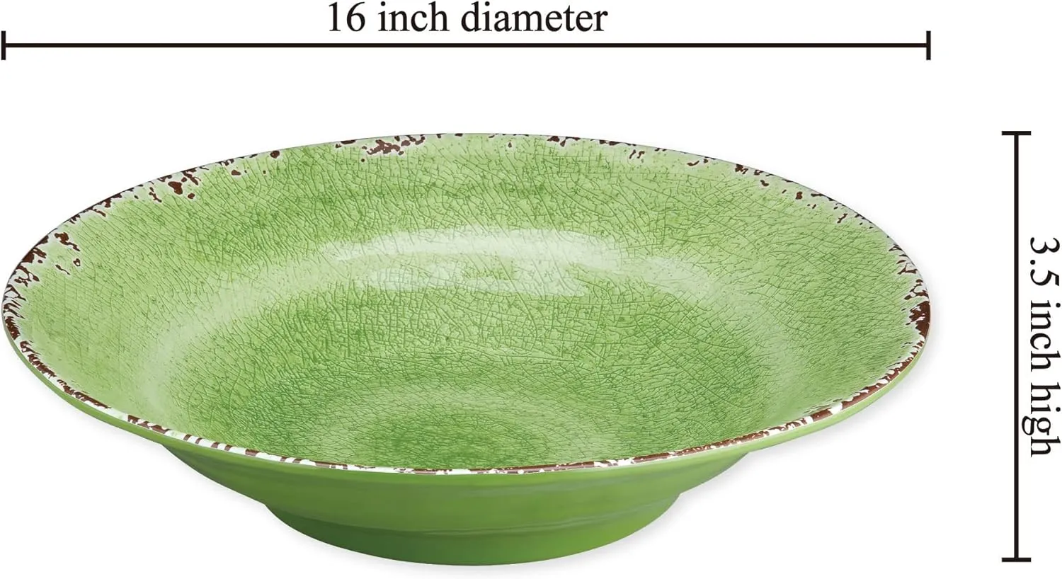 Supreme Housewares Crackle Melamine Serving Bowl, BPA-Free Rustic Textured Large Bowl for Salad, Pasta, Fruit, or Entertaining, 16 Inch, 166 oz, Green