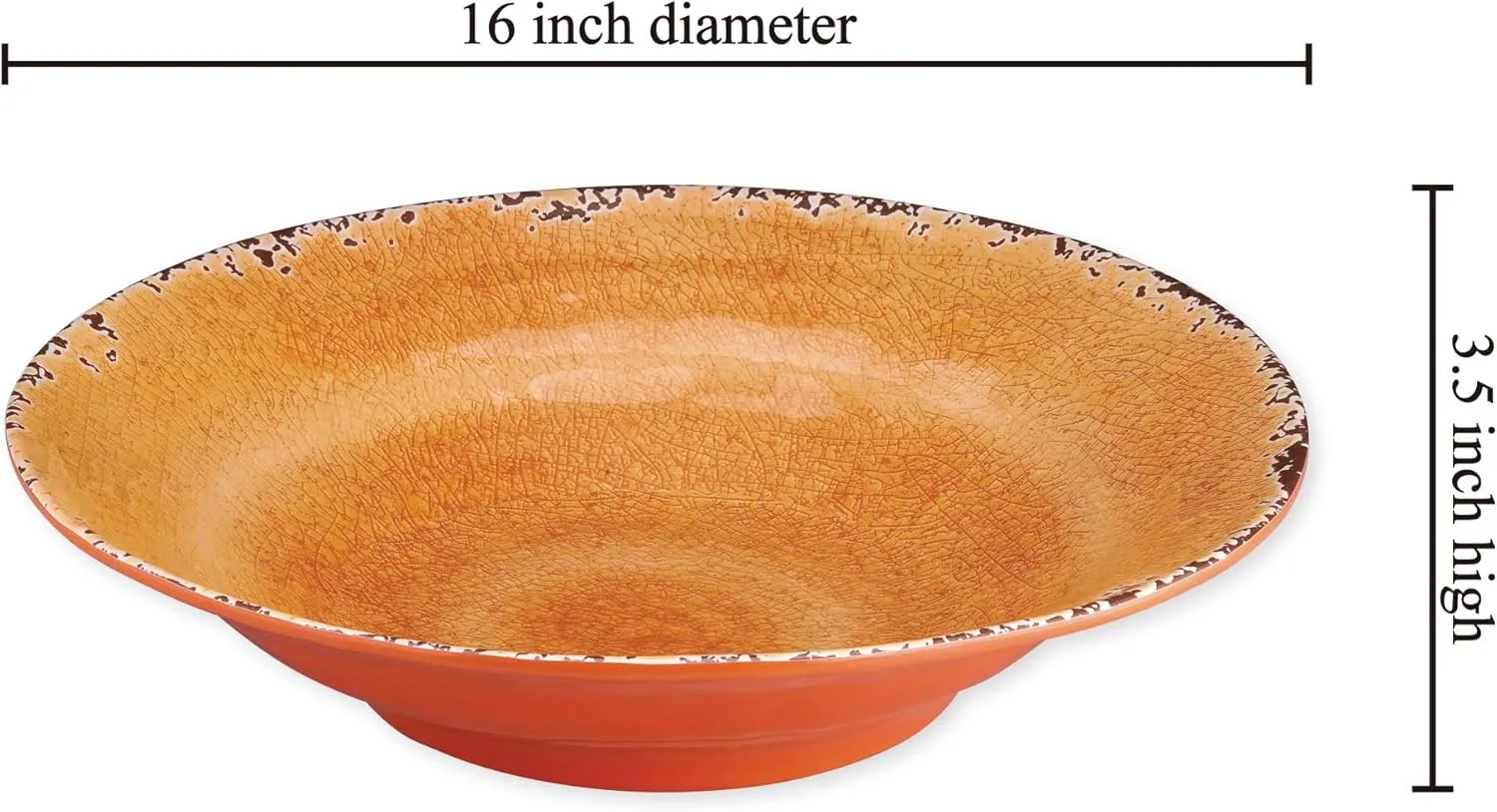 Supreme Housewares Crackle Melamine Serving Bowl, BPA-Free Rustic Textured Large Bowl for Salad, Pasta, Fruit, or Entertaining, 16 Inch, 166 oz, Orange