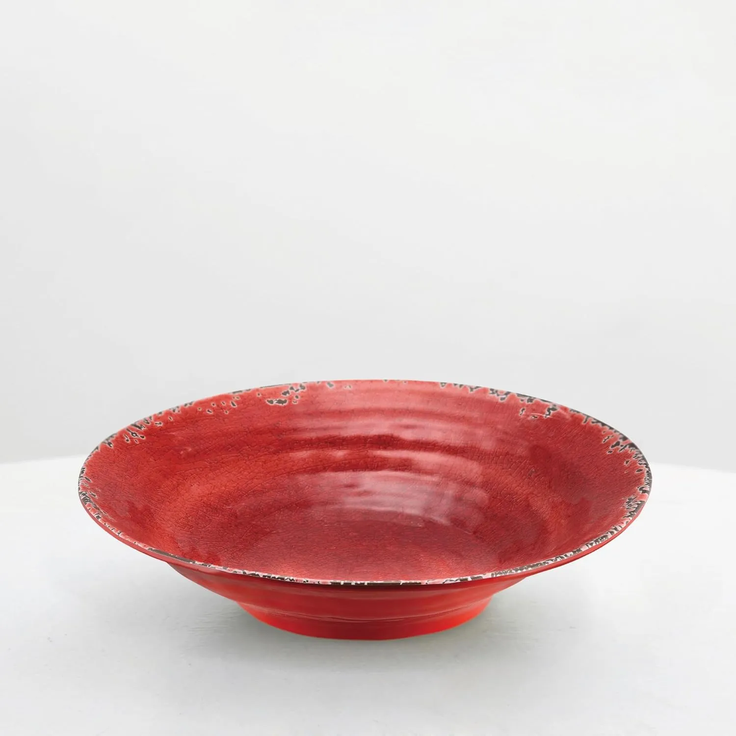 Supreme Housewares Crackle Melamine Serving Bowl, BPA-Free Rustic Textured Large Bowl for Salad, Pasta, Fruit, or Entertaining, 16 Inch, 166 oz, Red