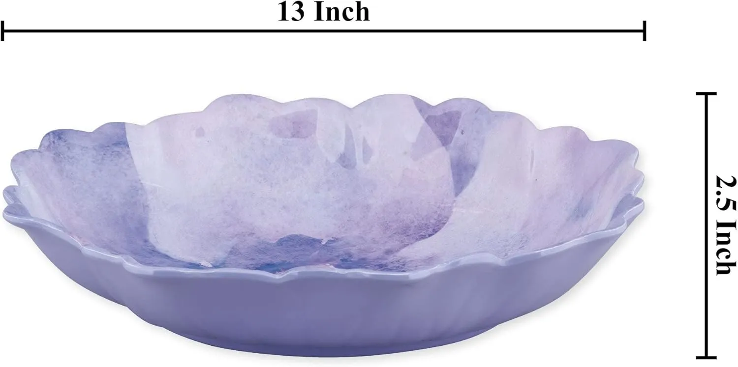 Supreme Housewares Lavender Petal-Shaped Melamine Serving Bowl, BPA-Free Floral Design Bowl for Salad, Fruit, Pasta, or Outdoor Entertaining, Purple, 13 x 11 Inch