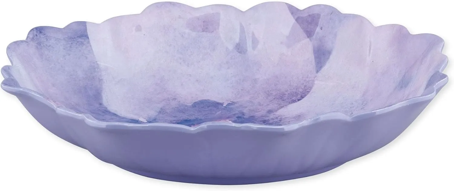 Supreme Housewares Lavender Petal-Shaped Melamine Serving Bowl, BPA-Free Floral Design Bowl for Salad, Fruit, Pasta, or Outdoor Entertaining, Purple, 13 x 11 Inch