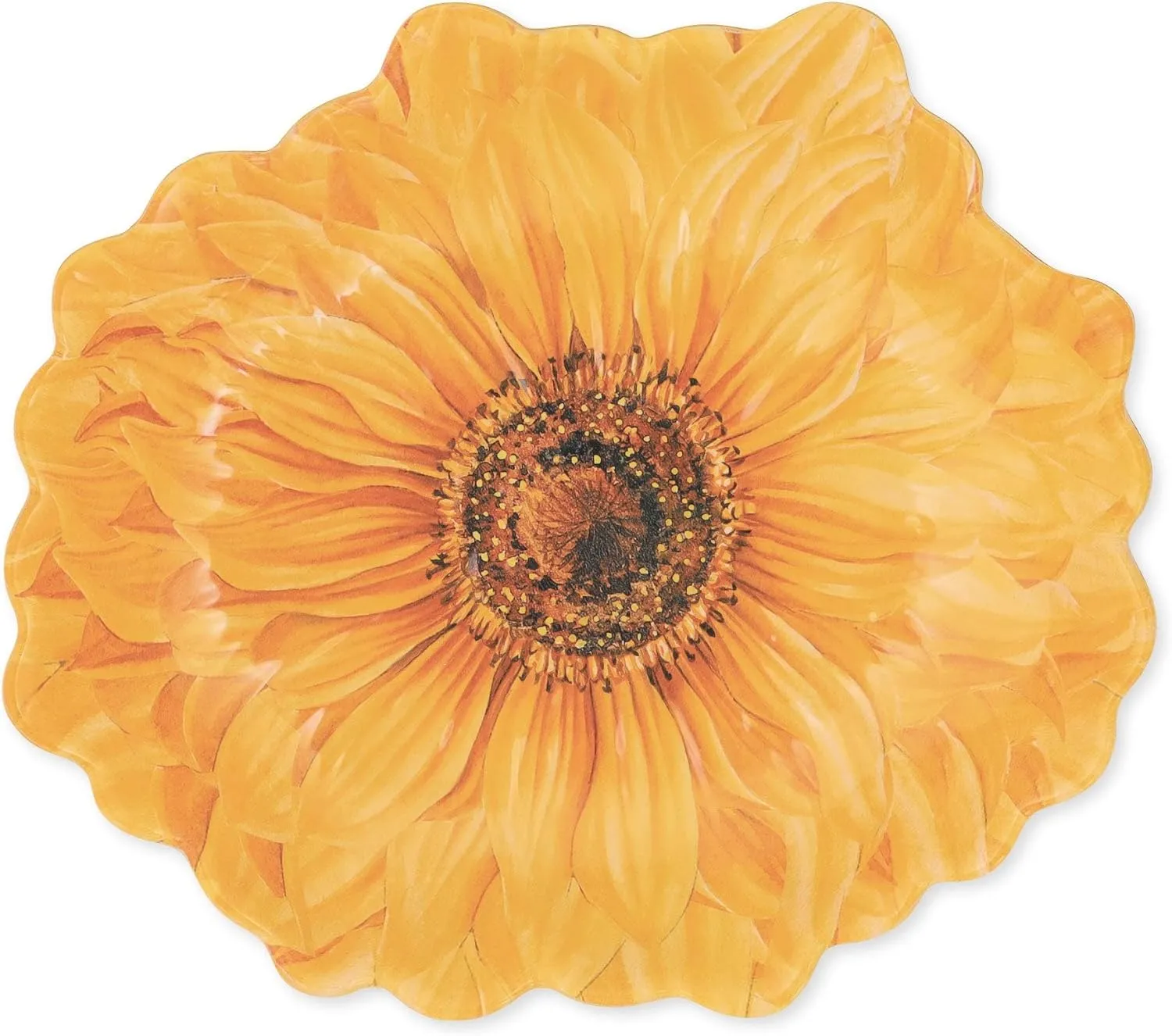 Supreme Housewares Sunflower Petal-Shaped Melamine Serving Bowl, BPA-Free Floral Design Bowl for Salad, Fruit, Pasta, or Outdoor Entertaining, Yellow, 13 x 11 Inch