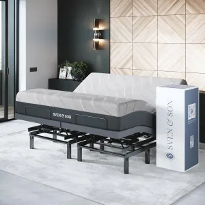 Sven & Son Bliss Adjustable Bed Base-Frame   14 inch Hybrid Spring Matt (Medium Soft), Head and Foot Lift, Lumbar, Pillow-Tilt, Massage, Under-Bed Lights, USB, Memory, Zero Gravity - King
