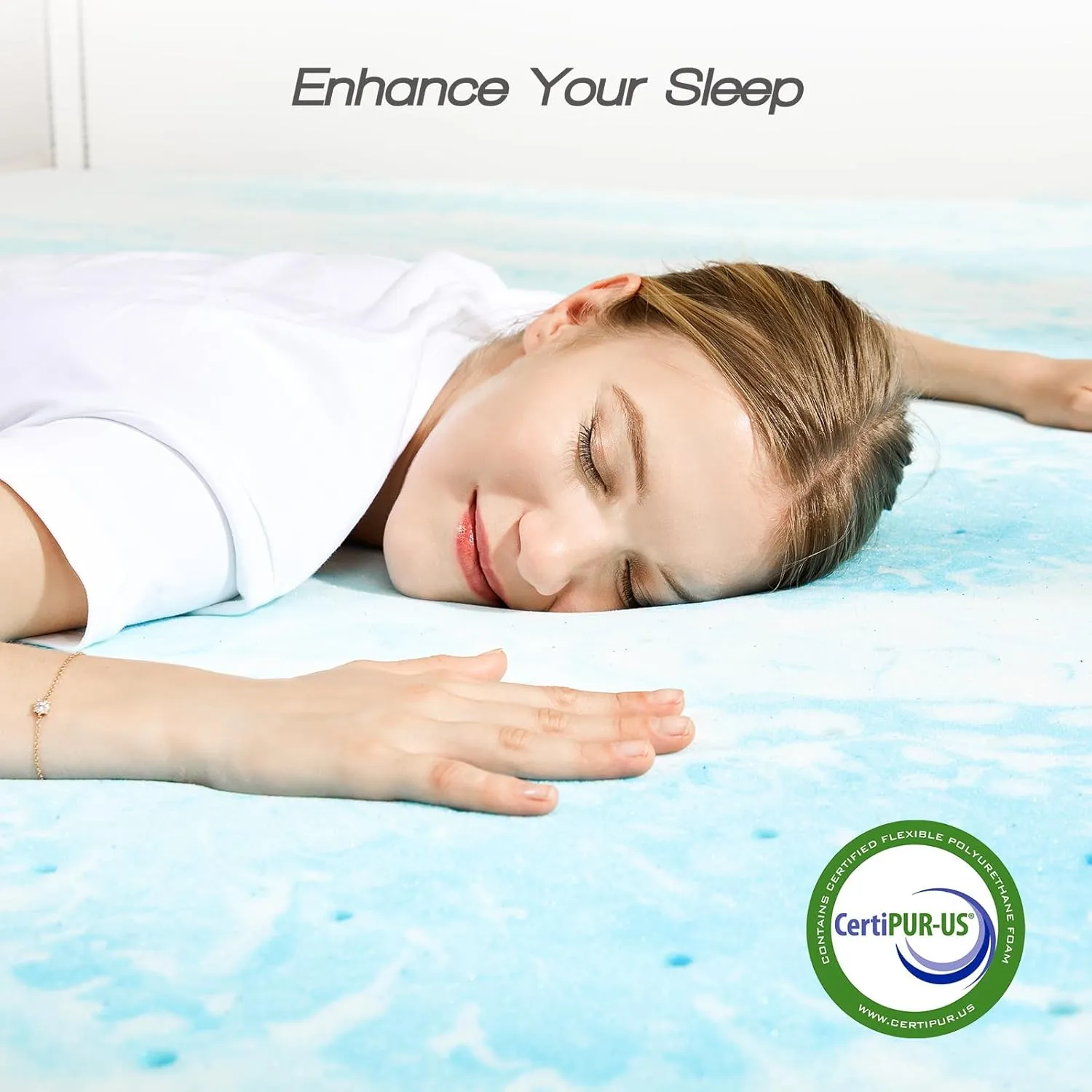 Sweetcrispy Mattress Topper King, 2 Inch Thick Memory Foam Gel Infused Cooling Toppers Pad for King Size Bed, Sleeper Sofa, RV, Camper, CertiPUR US Certified, Ventilated and Breathable