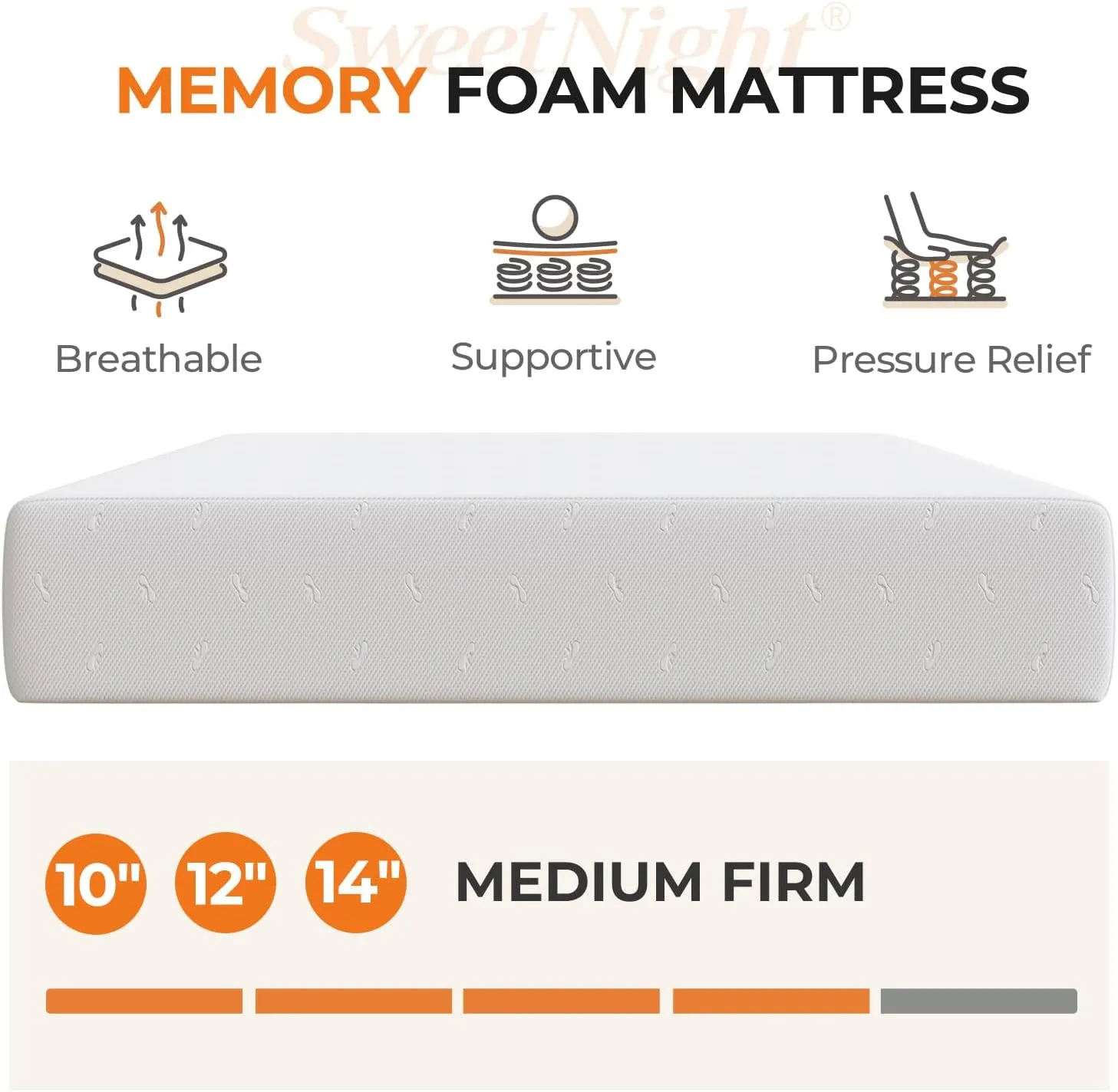 Sweetnight 12 Inch Full Size Mattress, Full Memory Foam Mattress in a Box for Comfort Sleep & Pressure Relief, CertiPUR-US Certified Full Size Mattresses Medium Firm
