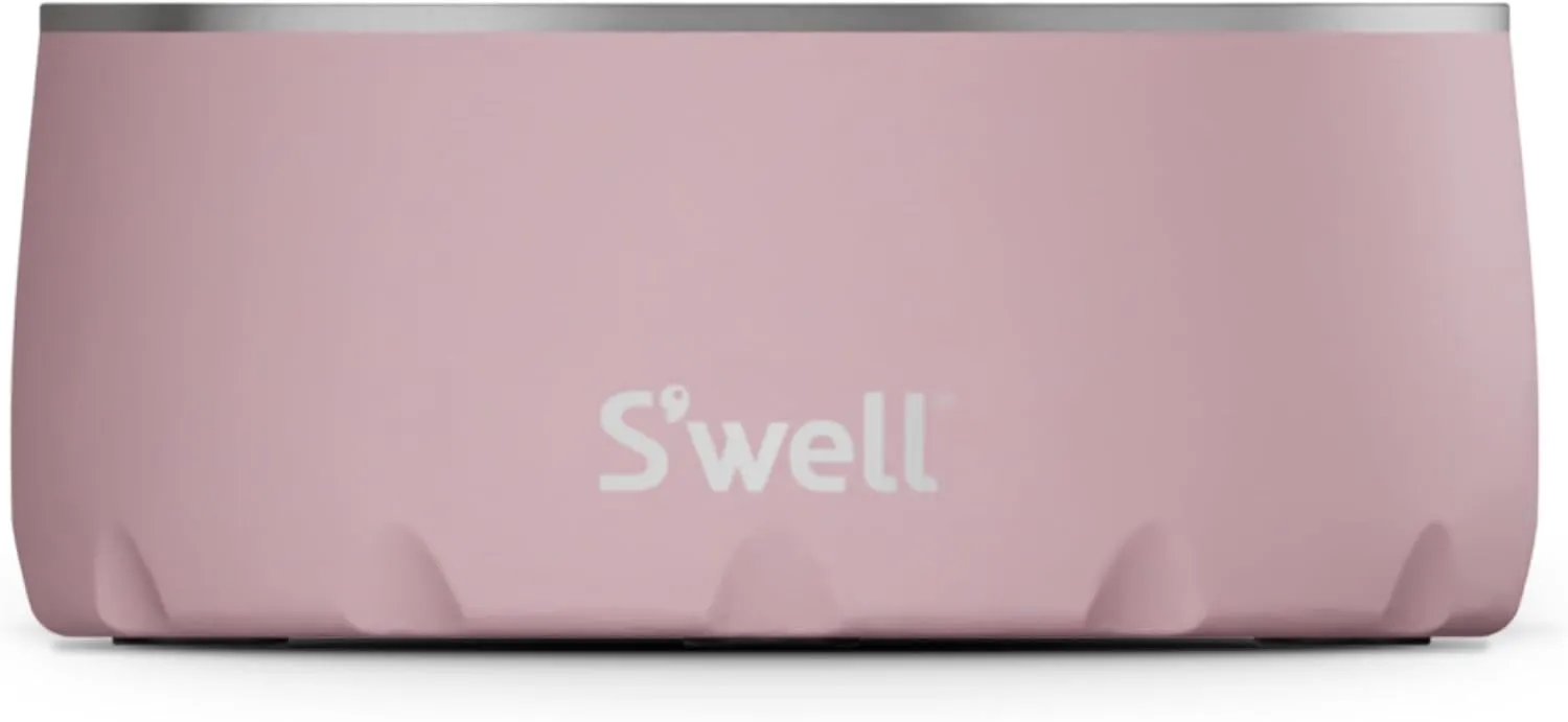 S'well Stainless Steel Pet Bowl, 16oz, Pink Topaz, for Small to Medium Size Dogs, Mess Free Design with Non Slip Rubber Bottom, Dishwasher Safe, BPA Free