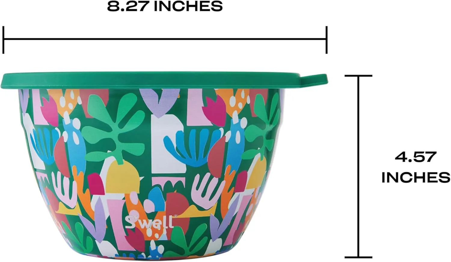 S'well Stainless Steel Salad Bowl Kit 64oz, Paper Cutouts, Comes with 2oz Mini Canister and Removable Tray for Organization, Leakproof, Easy to Clean, Dishwasher Safe