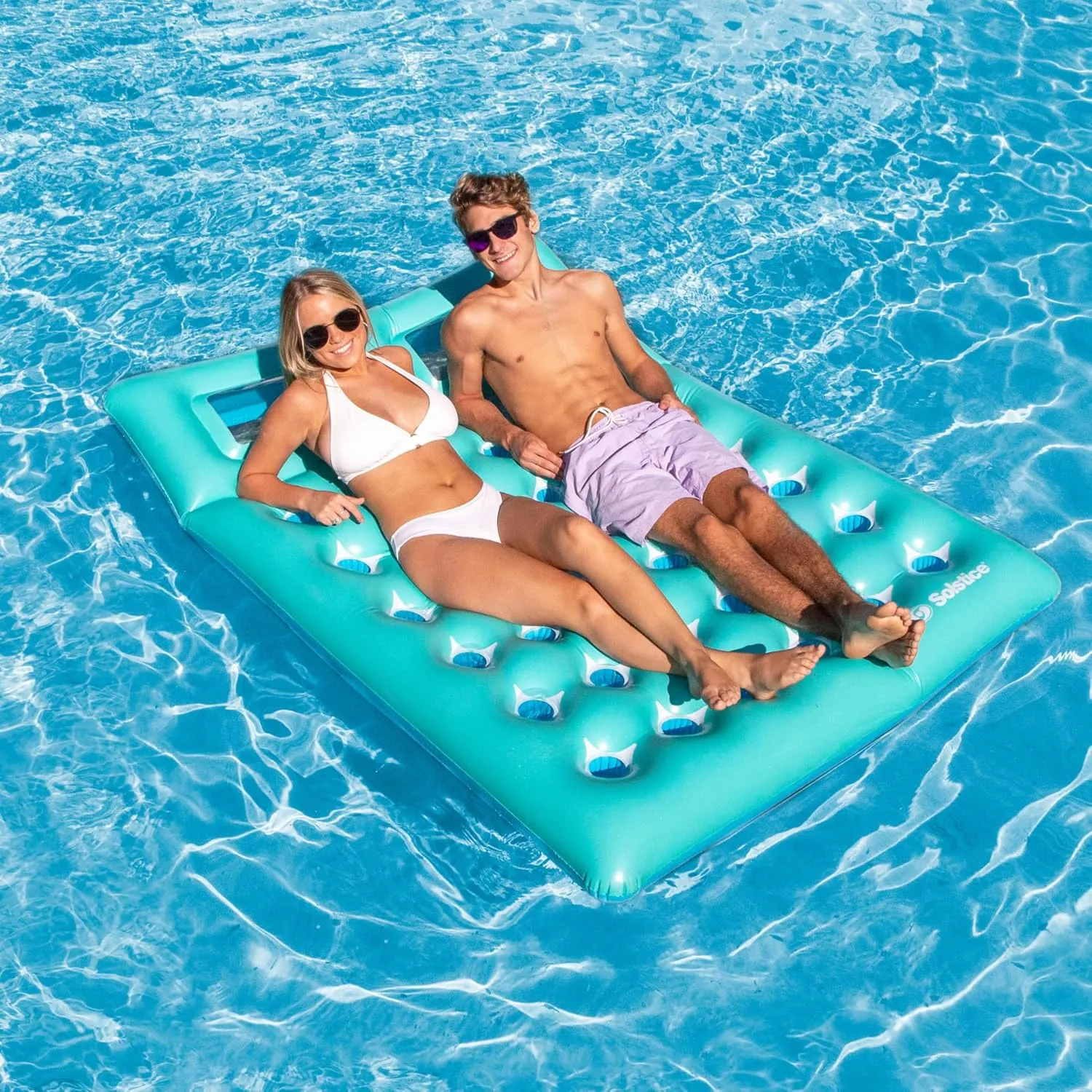 SWIMLINE See-Through Window Pool Lake Float Lounger Raft for Adults & Kids | W/Headrest and Transparent Observation Pillows | 2-Person XL Spacious Design for Comfy Floating & Lounging