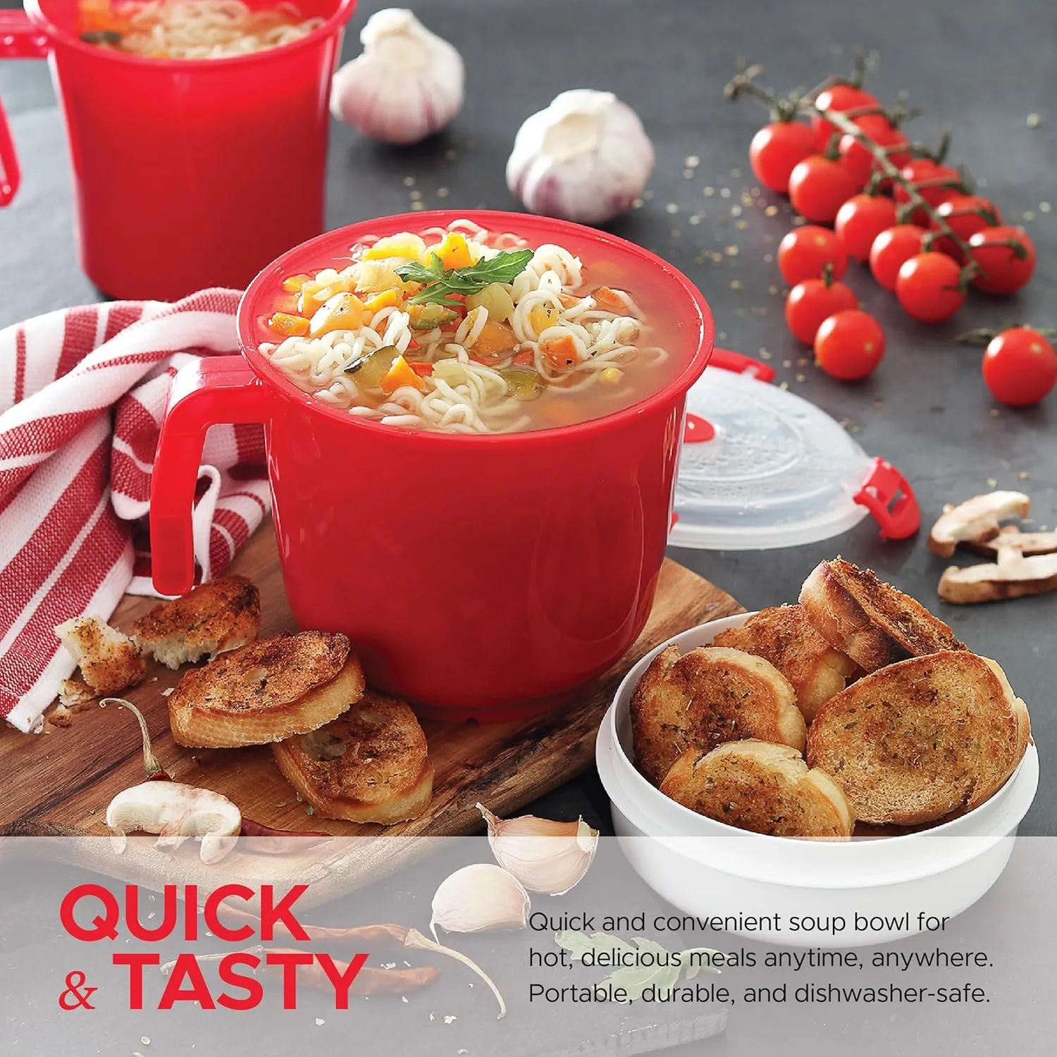 Tafura 2 Pack Microwavable Soup Bowl with Lid - 34 Oz BPA Free Noodle Bowl & Soup Cup - Leakproof Oatmeal Container To-Go