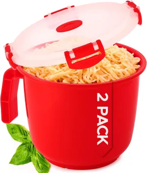 Tafura 2 Pack Microwavable Soup Bowl with Lid - 34 Oz BPA Free Noodle Bowl & Soup Cup - Leakproof Oatmeal Container To-Go