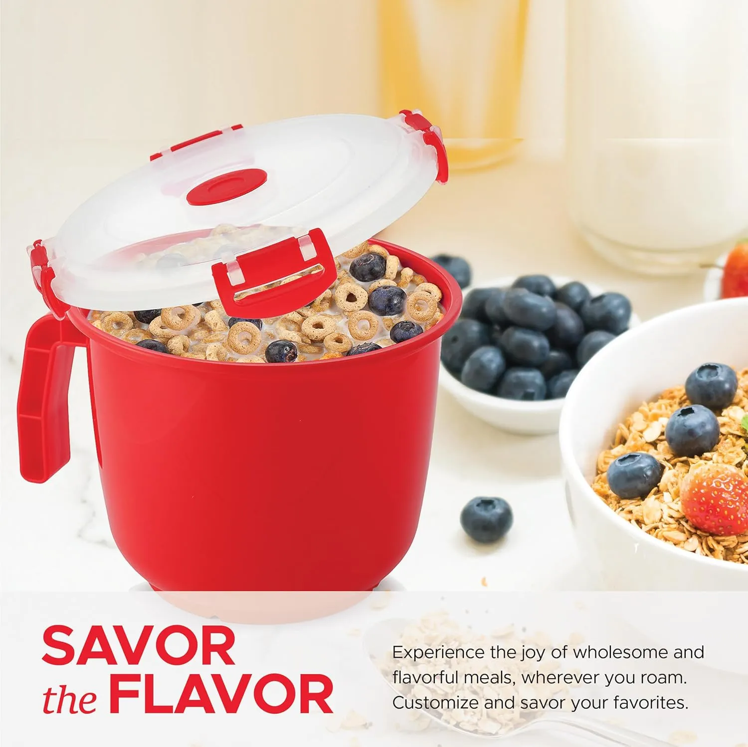 Tafura 2 Pack Microwavable Soup Bowl with Lid - 34 Oz BPA Free Noodle Bowl & Soup Cup - Leakproof Oatmeal Container To-Go