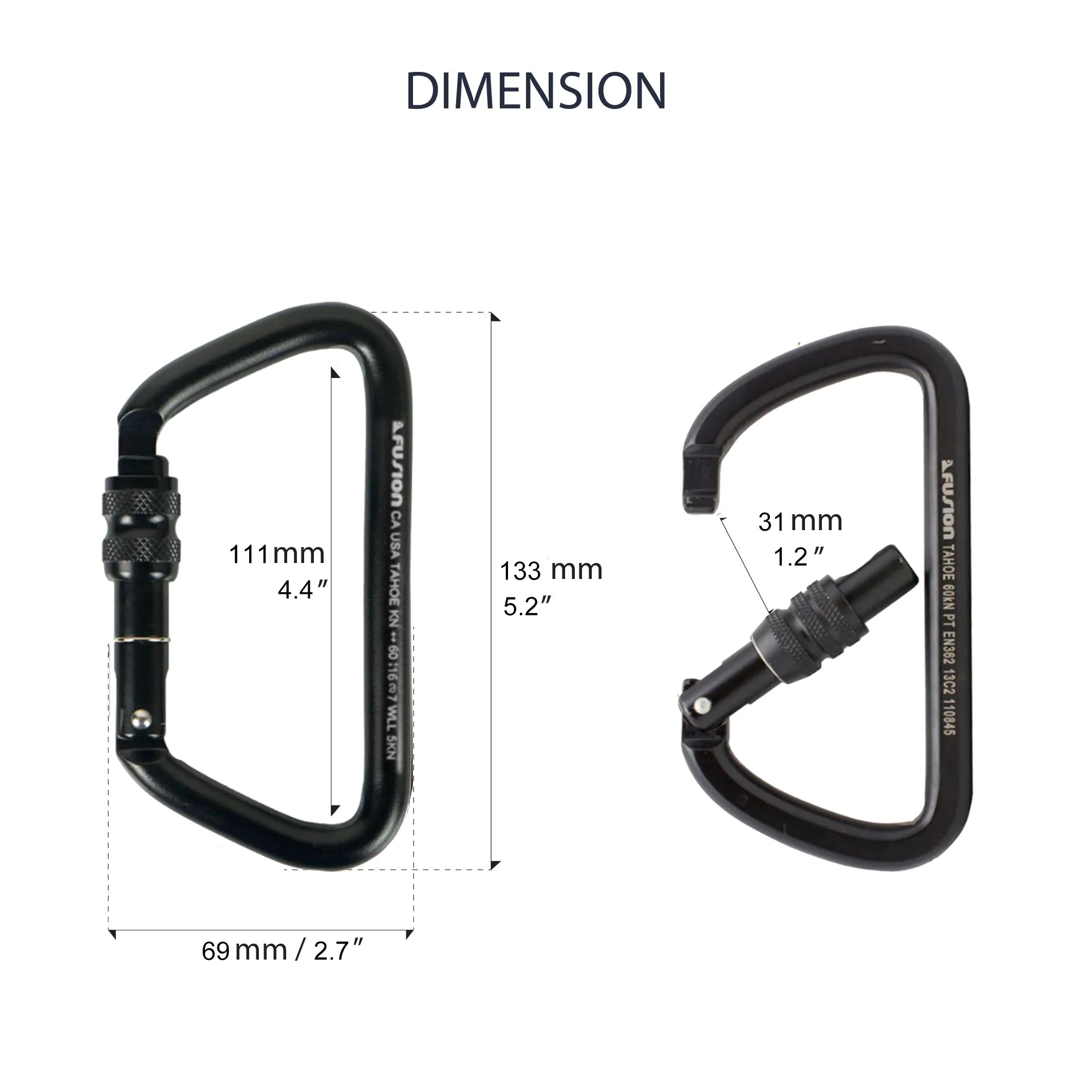 Tahoe XL Steel - Screw Lock Carabiner - Black