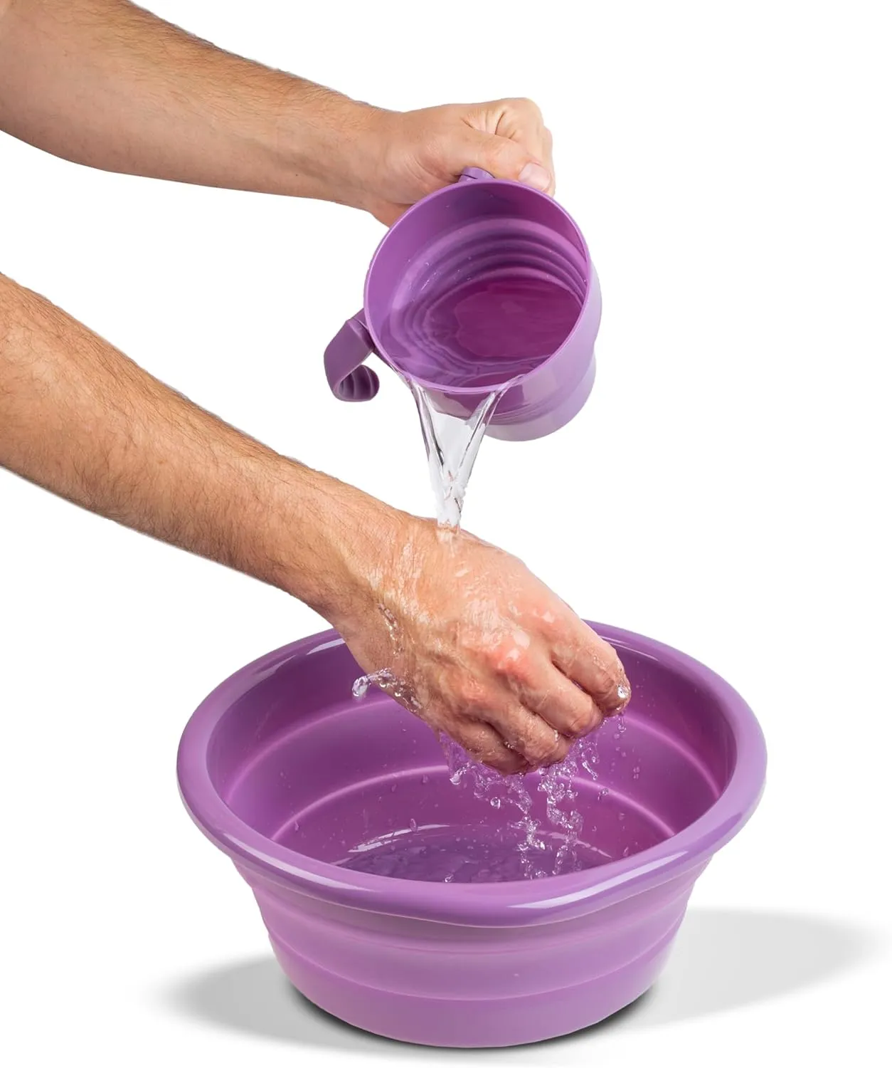 The Collapsible Negel Vasser Set | Netilat Yadayim | Shissel and Kvort |Compact, Versatile, Foldable, Folding Durable Washing Basin and Cup, Bowl & Cup and Cup Cover. (Black)
