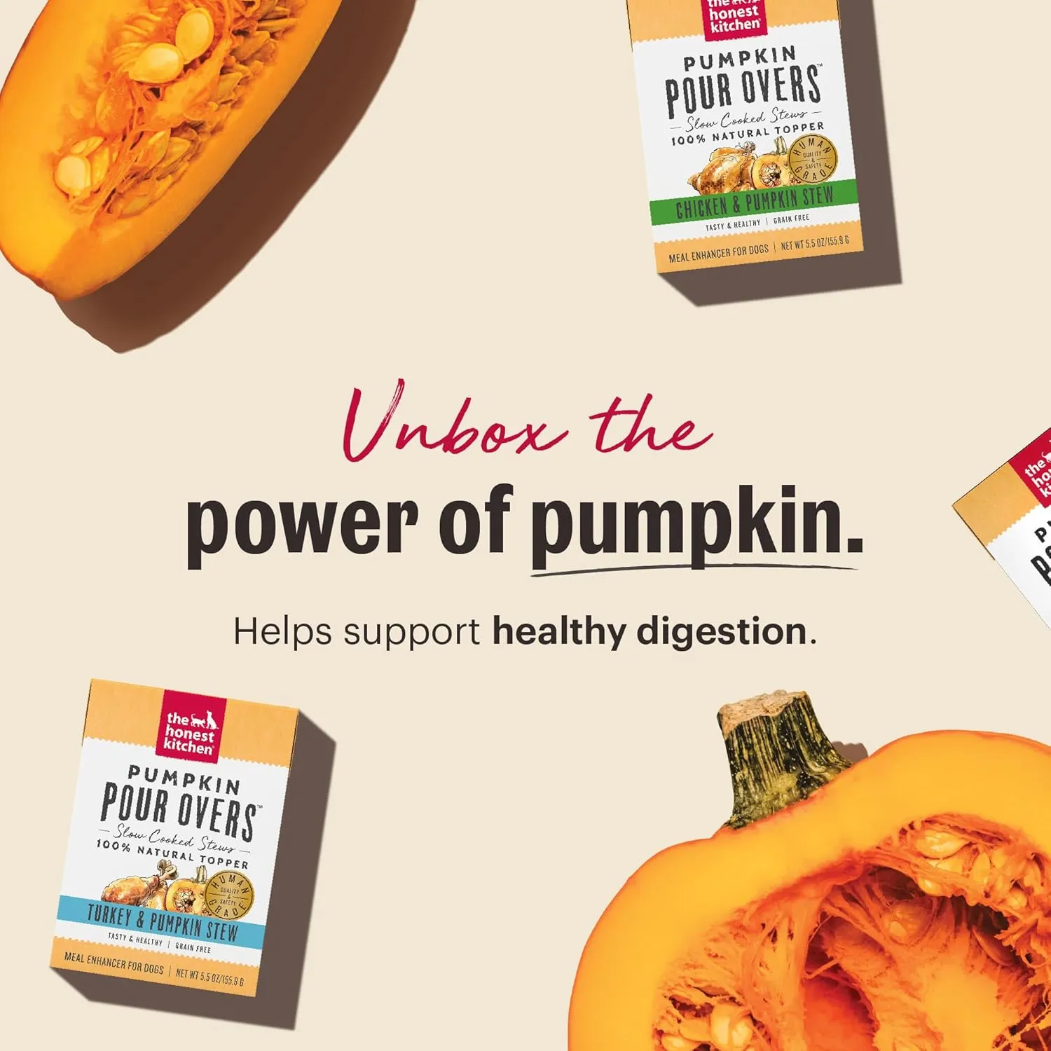 The Honest Kitchen Pumpkin POUR OVERS Wet Toppers for Dogs (12 Pack), 5.5 oz - Turkey Stew