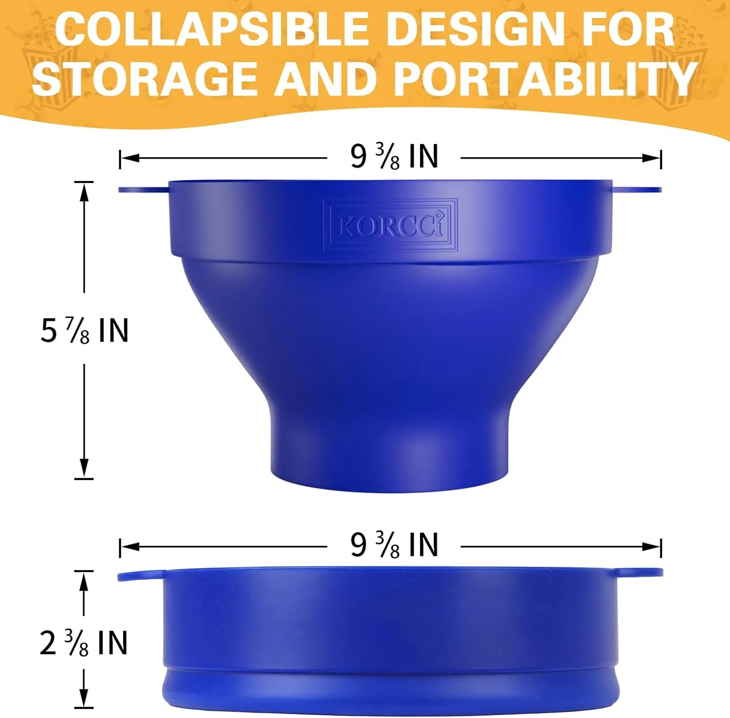 The Original Korcci Microwaveable Silicone Popcorn Popper, Microwave Popcorn Popper, Collapsible Microwave Popcorn Maker Bowl, No Oil Required, Use In Microwave, Dishwasher Safe (Blue Red)