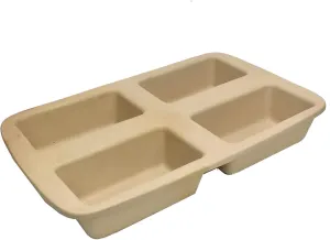 The Pampered Chef Family Heritage StoneWare Classic Edition 061107 Tan Loaf Pan 15.25 X 9 inch. 4 Mini Loafs