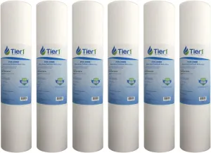 Tier1 20 Micron 20 Inch x 4.5 Inch | 6-Pack Spun Wound Polypropylene Whole House Sediment Water Filter Replacement Cartridge | Compatible with Pentek DGD-7525-20, 155356-43, Home Water Filter