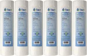 Tier1 25 Micron 10 x 2.5 Inch | 6-Pack Spun Wound Polypropylene Whole House Sediment Water Filter Replacement Cartridge | Compatible with Pentek PD-25-934, American Plumber W25P, Home Water Filter
