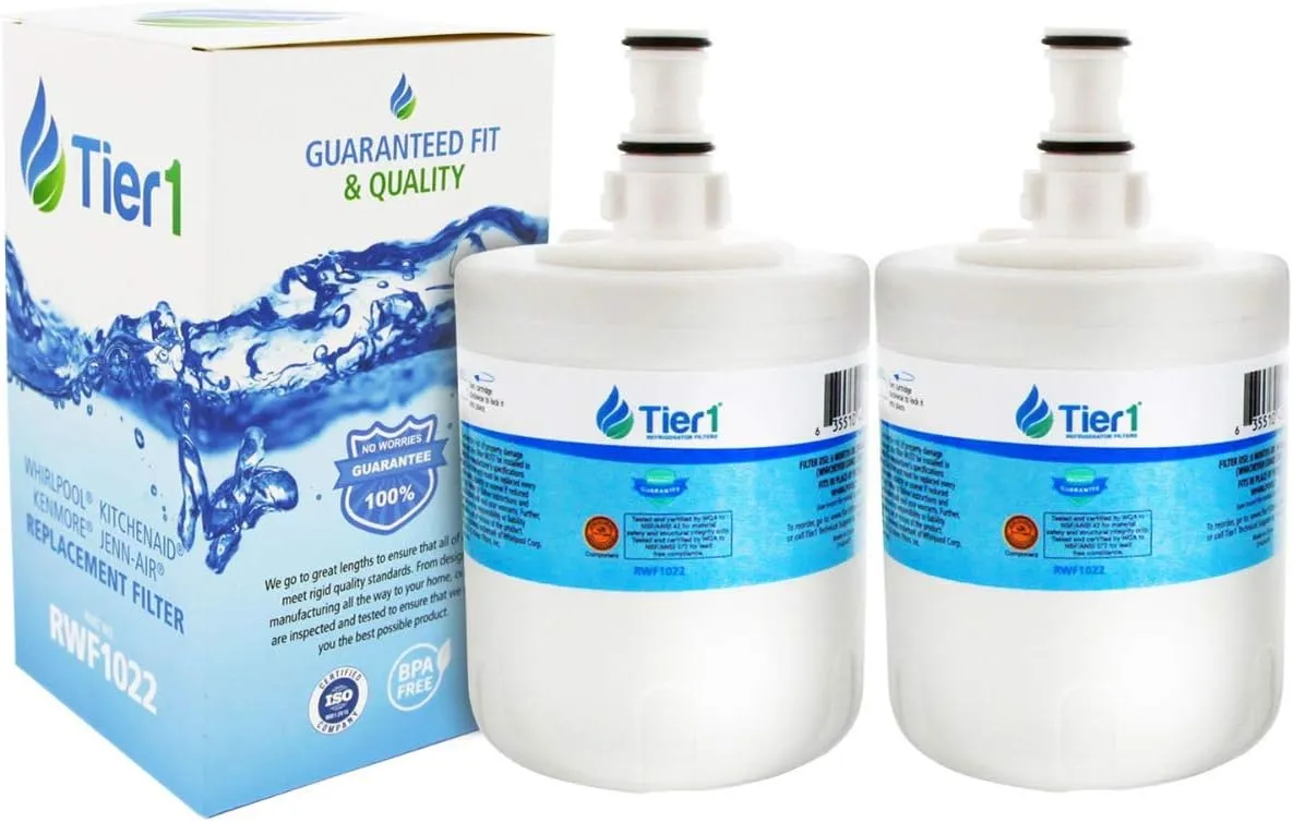 Tier1 8171413 Refrigerator Water Filter 2-pk | Replacement for Whirlpool 8171413, Kenmore 9002, EDR8D1, 469002, 8171414, WF286, WSW-4, WFI-NLC200, Fridge Filter
