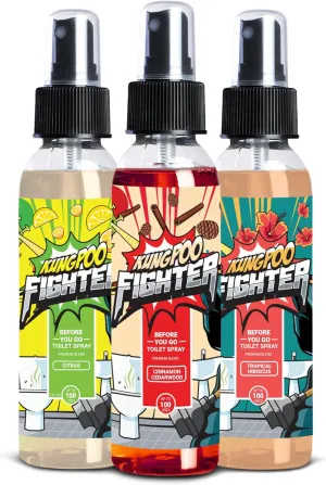 Toilet Spray Variety Pack (2oz, Pack of 3) - Cinnamon Cedarwood, Citrus & Tropical Hibiscus - Before You Go Bathroom Poop Air Freshener Odor Eliminator Funny Gift