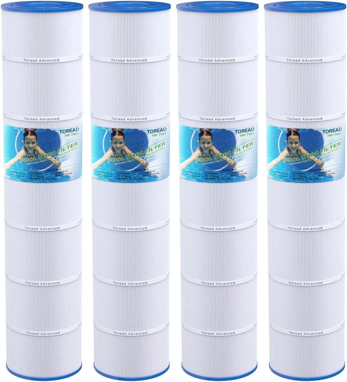 TOREAD PA131 Pool Filter Replaces PA131-PAK4, Ultral-A2, Hayward CX1280XRE, SwimClear C5020, Unicel C-7494, Filbur FC-1227, FC-6435, C5025, C5030, 4 X 131 sq. ft. Filter Cartridge 4 Pack