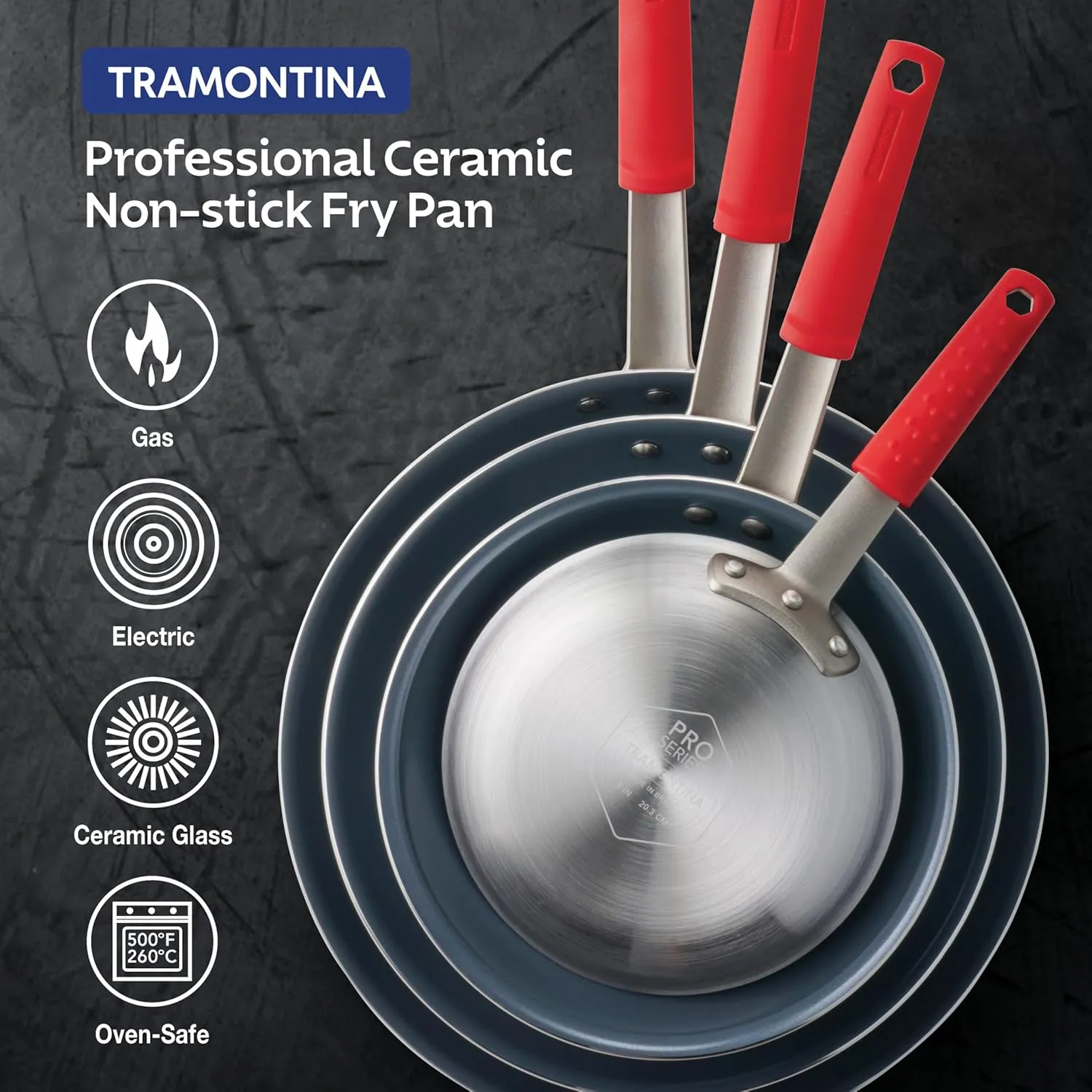 Tramontina Professional 8-Inch Ceramic Non Stick Small Frying Pan, Heavy-Gauge Aluminum Skillet with Nonstick Coating, Dishwasher and Oven Safe, Gray