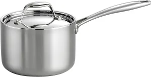 Tramontina Tri-Ply Clad Stainless Steel 2-Quart Sauce Pan with Lid, Induction-Ready, Dishwasher-Safe, NSF-Certified, Made in Brazil