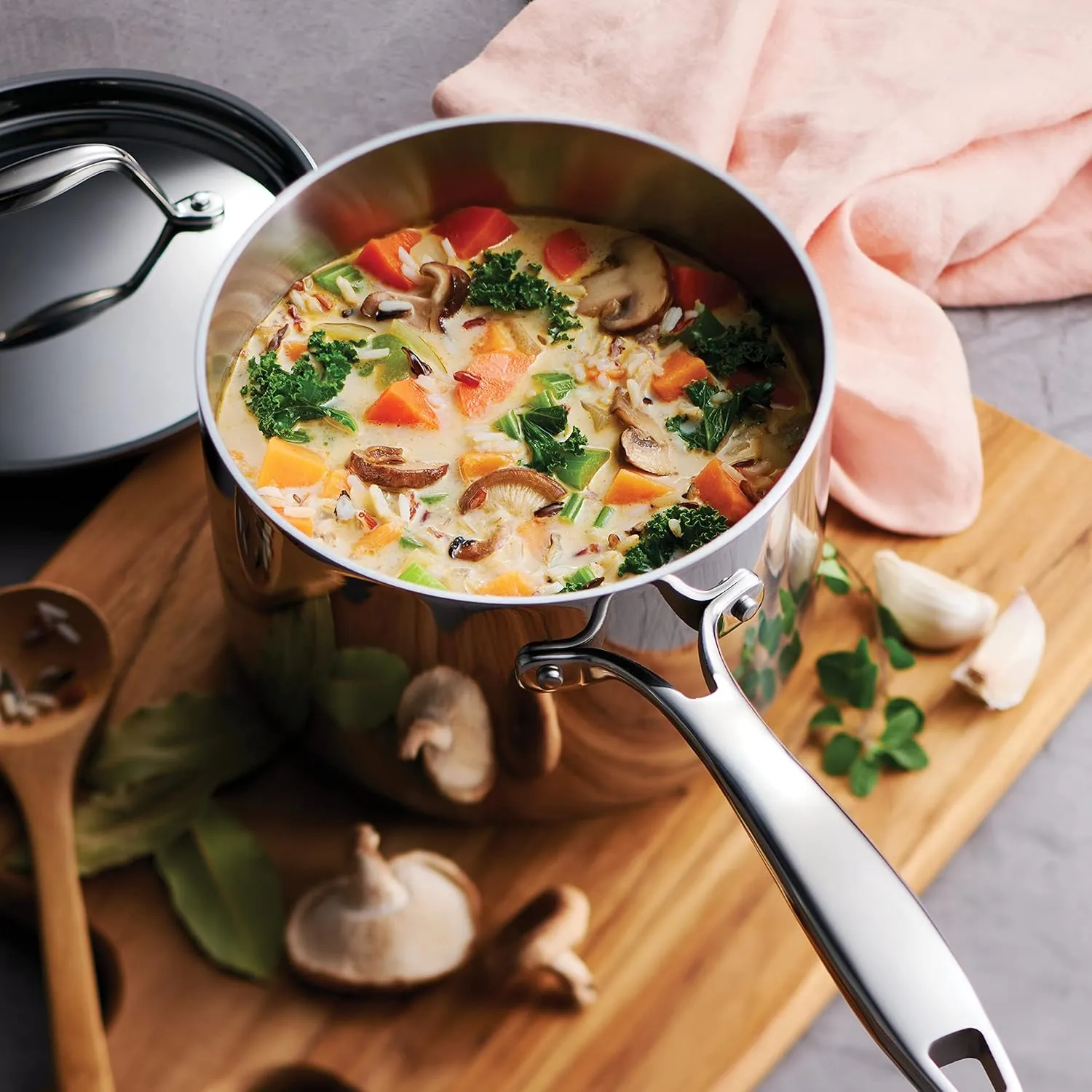 Tramontina Tri-Ply Clad Stainless Steel 2-Quart Sauce Pan with Lid, Induction-Ready, Dishwasher-Safe, NSF-Certified, Made in Brazil