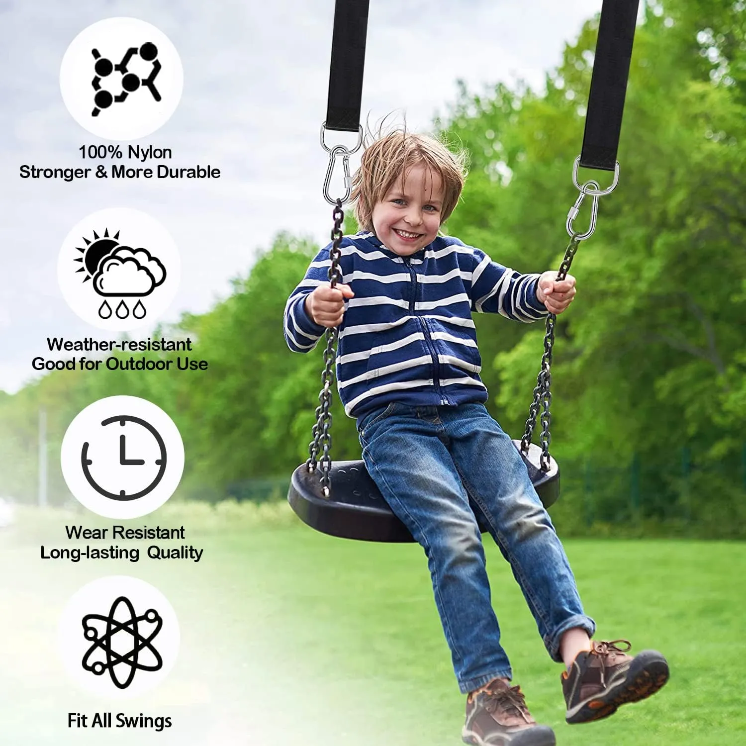 Tree Swing Straps Hanging Kit (Set of 2), 3FT/8FT/10FT/20FT/30FT Tree Swing Straps Holds 5000 lbs with Tree Protector, Heavy Duty Carabiner and Swivel Perfect for Swings & Hammocks(8 FT)