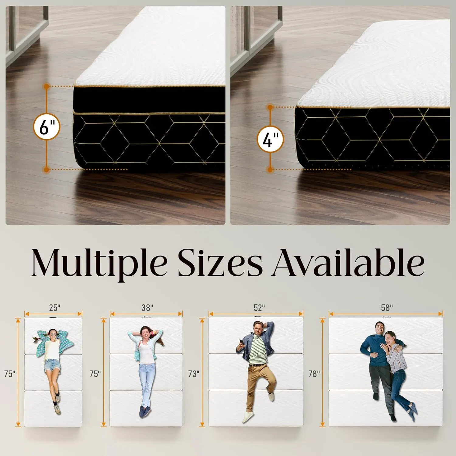 Tri-Fold Memory Foam Mattress Queen - 6 Inch Portable Folding Mattress with Handle & Washable Cover, Floor Bed with Non-Slip Base, Space-Saving for Kids Room, Travel, Guest Bed, Yoga, RV, 78"x58"x6"