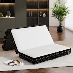 Tri-Fold Memory Foam Mattress Queen - 6 Inch Portable Folding Mattress with Handle & Washable Cover, Floor Bed with Non-Slip Base, Space-Saving for Kids Room, Travel, Guest Bed, Yoga, RV, 78"x58"x6"