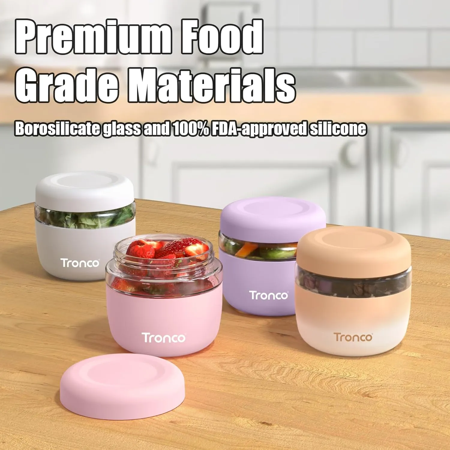 Tronco 24 oz Glass Lunch Bowl Container with Lid, Glass Food Storage Containers, Leak & Spill Proof, Soup & Stew Food Storage, Meal Prep, Airtight, Microwave Safe, BPA-Free - Ideal Gifts