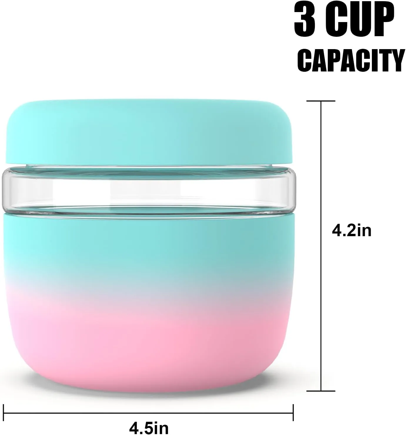 Tronco 24 oz Glass Lunch Bowl Container with Lid, Glass Food Storage Containers, Leak & Spill Proof, Soup & Stew Food Storage, Meal Prep, Airtight, Microwave Safe, BPA-Free - Ideal Gifts