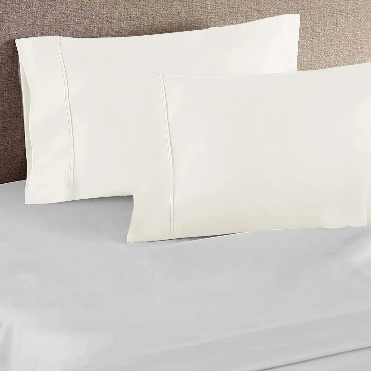 Truly 1000 Thread Count - 100% Egyptian Cotton King(76" X 80") Ivory Bed Sheet Set - 6-Piece Single Ply Long-Staple Yarns, Sateen Weave, Fits Mattress Upto21-23'' Inch Deep Pocket