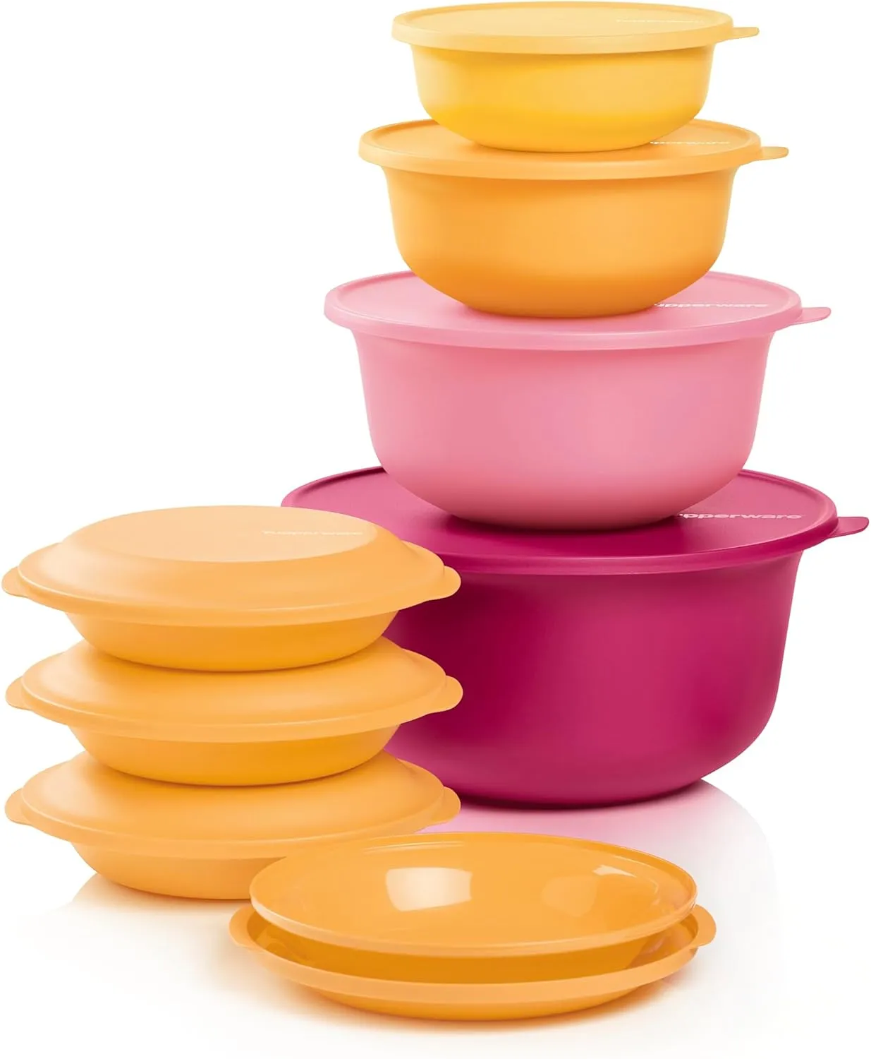 Tupperware Aloha Home Collection 16 Piece Food Storage Set in Multi Colors, Dishwasher Safe and BPA Free (4 Containers, 4 Plates, 8 Lids)