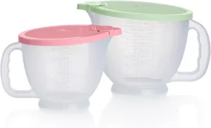 Tupperware Classic Mix-N-Store Pitcher Set in Mint Green and Candy Pink, Dishwasher Safe and BPA Free (2 Bowls, 2 Lids)